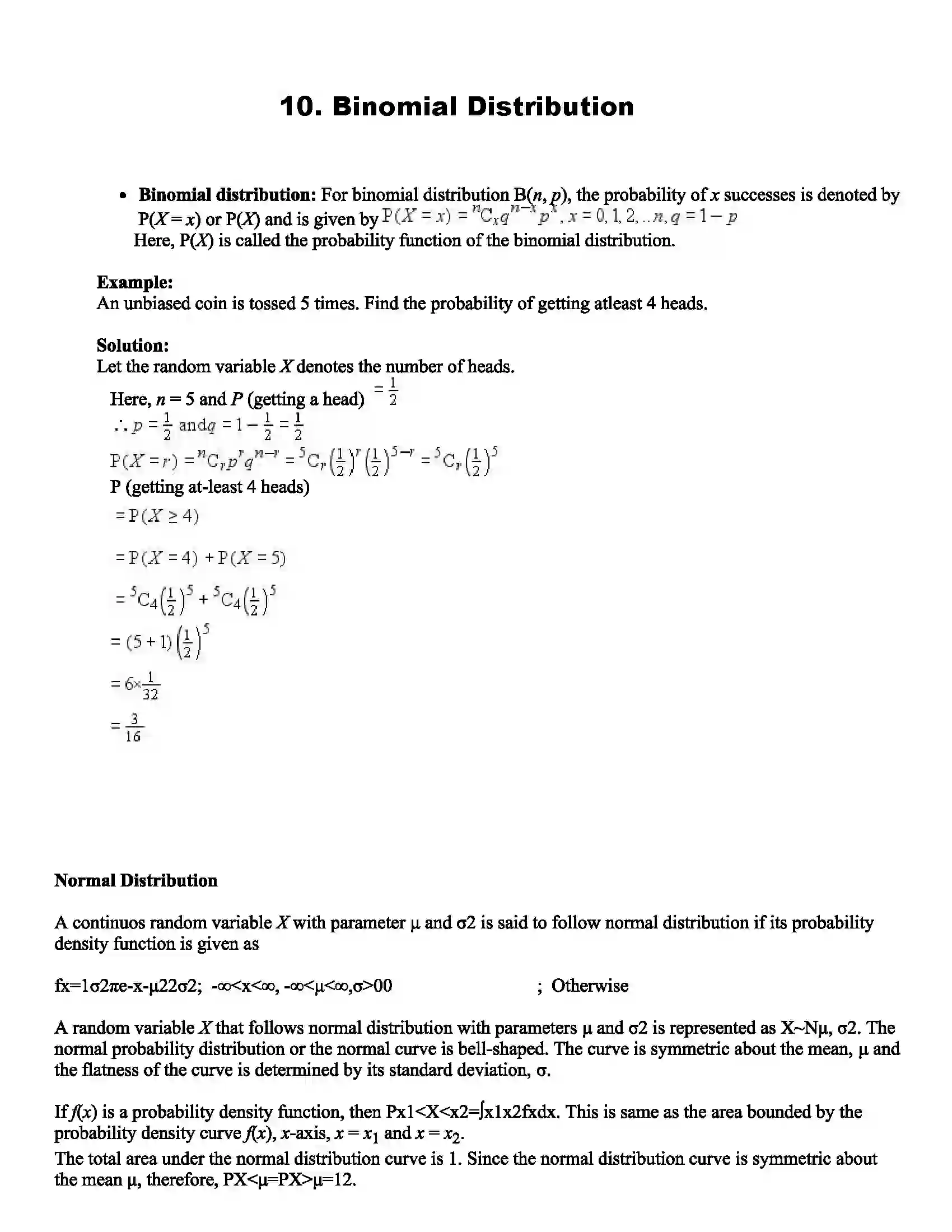 Maharashtra Board Class 12th Mathematics Part - II Binomial Distribution Revision Note 1