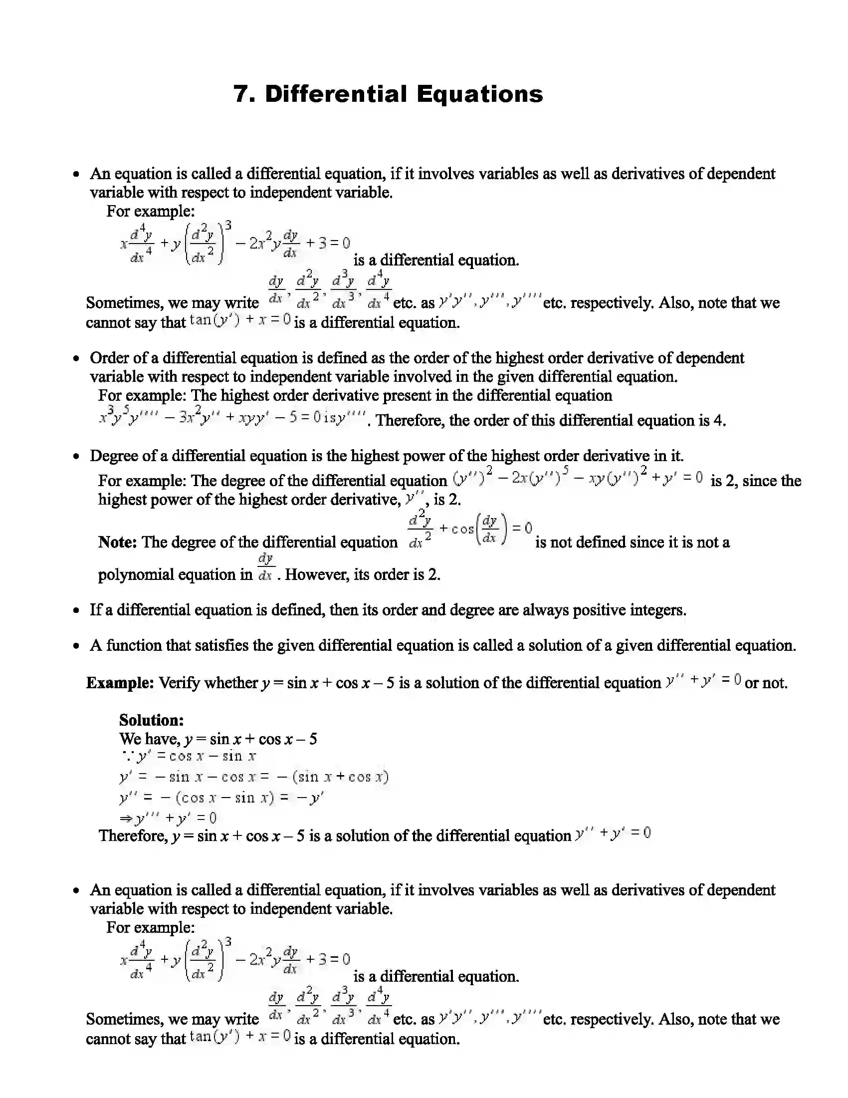 Maharashtra Board Class 12th Mathematics Part - II Differential Equations Revision Note 1
