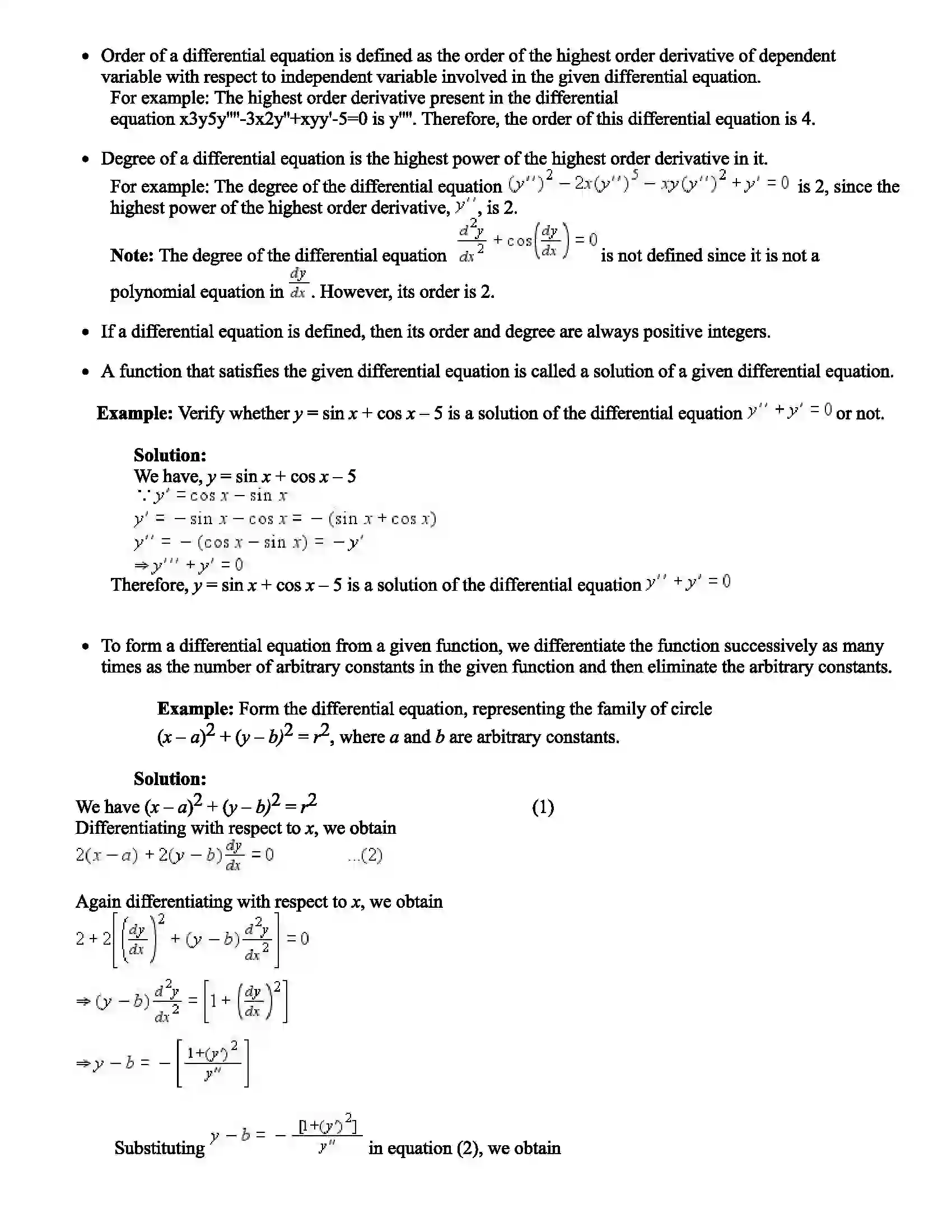 Maharashtra Board Class 12th Mathematics Part - II Differential Equations Revision Note 2