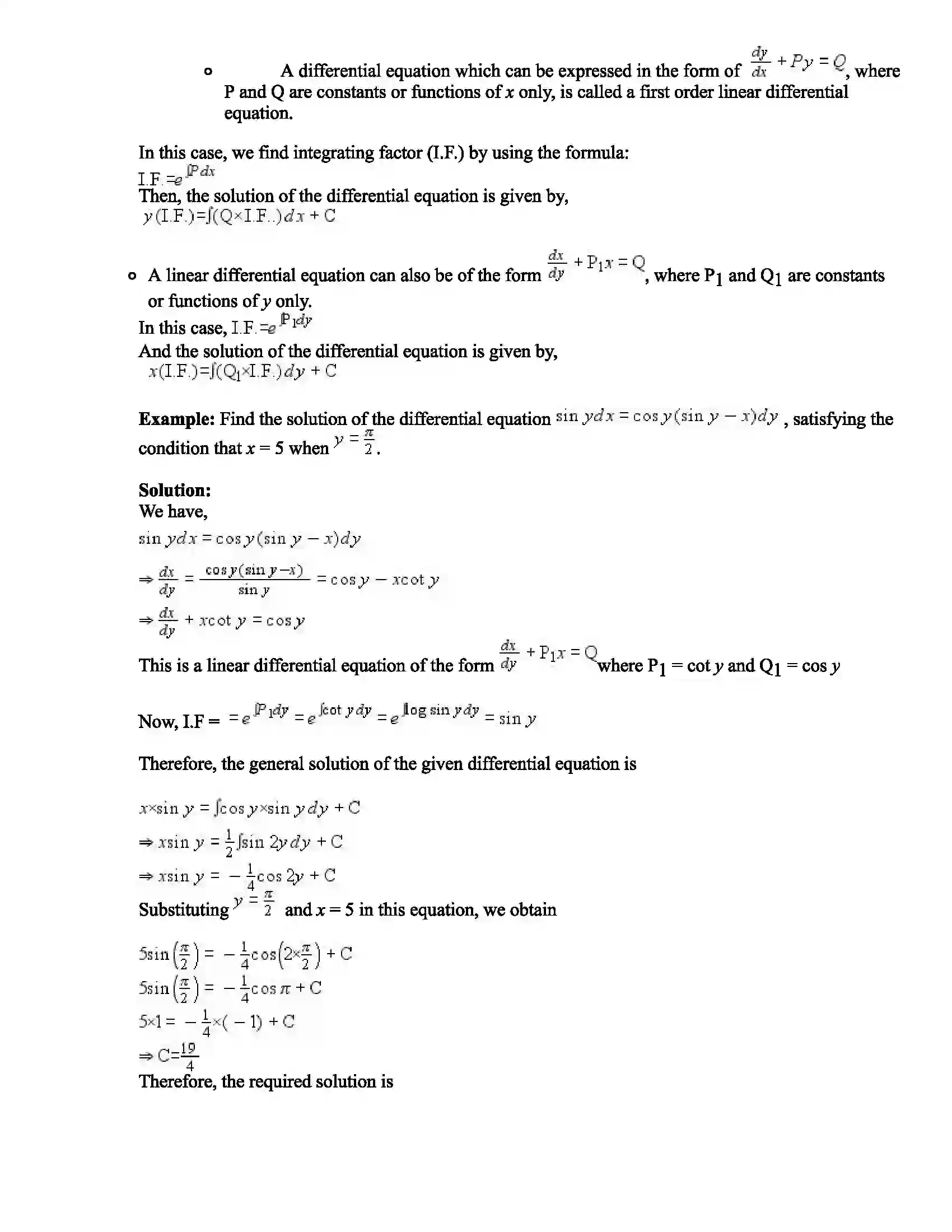 Maharashtra Board Class 12th Mathematics Part - II Differential Equations Revision Note 5
