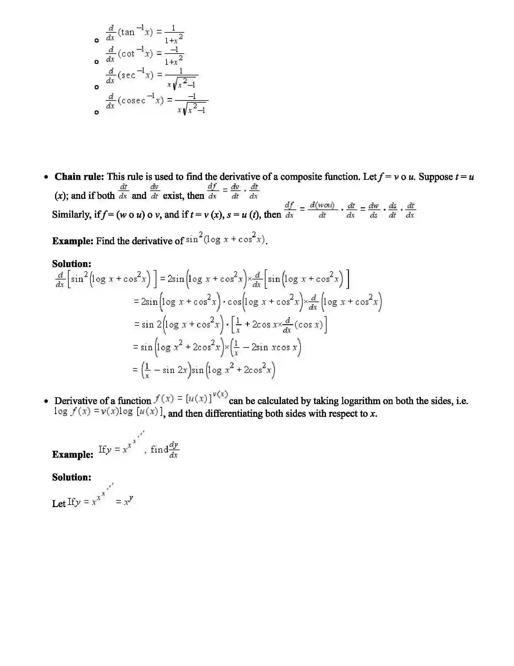 Maharashtra Board Class 12th Mathematics Part - II Differentiation Revision Note 2