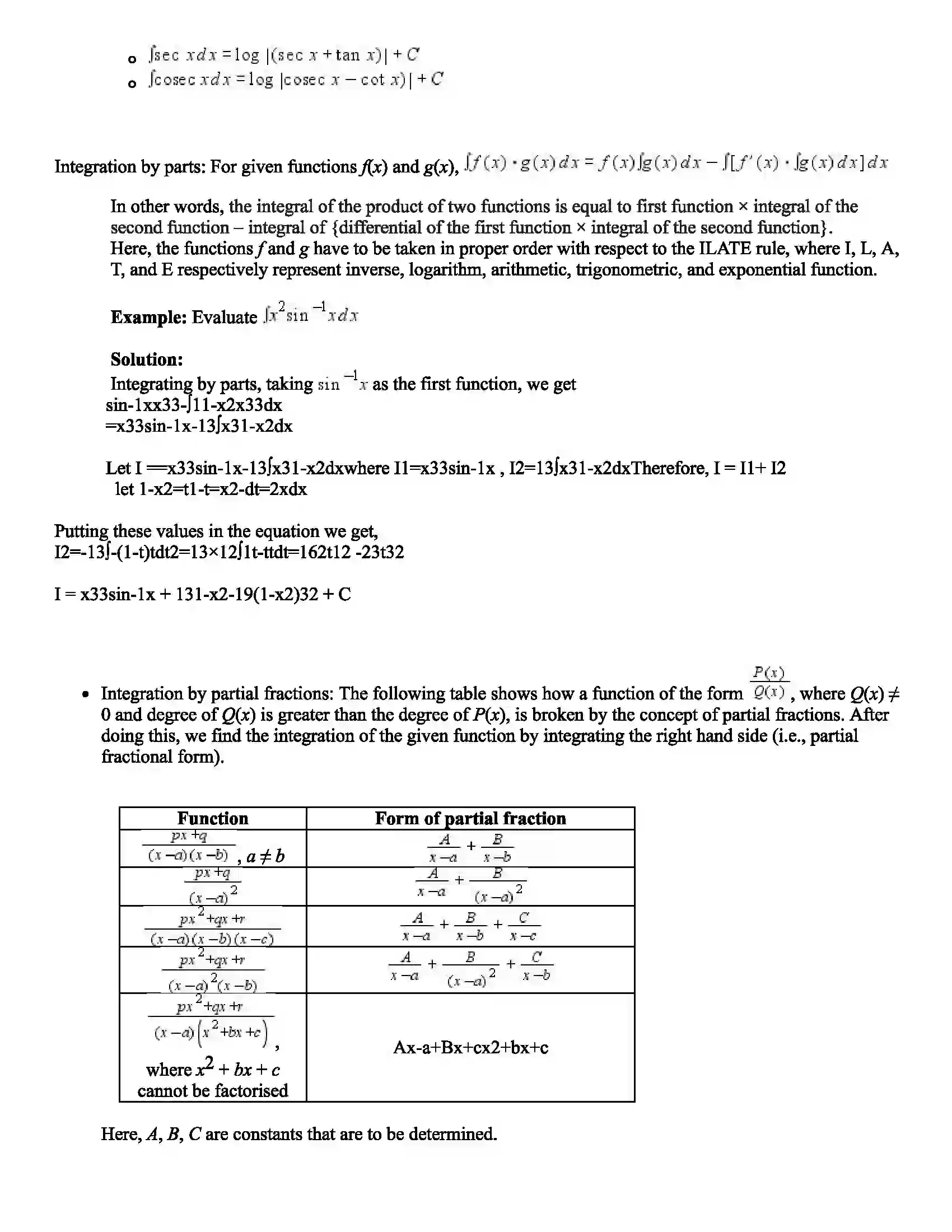Maharashtra Board Class 12th Mathematics Part - II Integration Revision Note 2