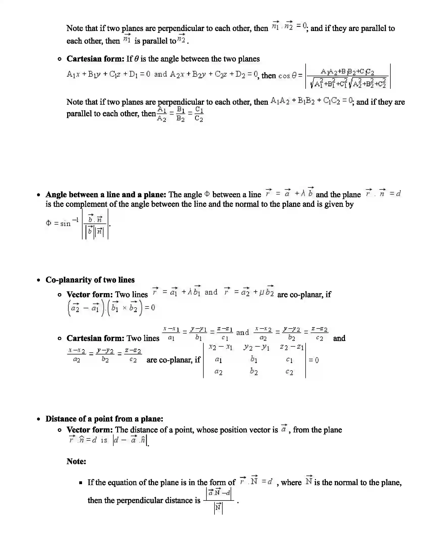 Maharashtra Board Class 12th Mathematics Plane Revision Note 2