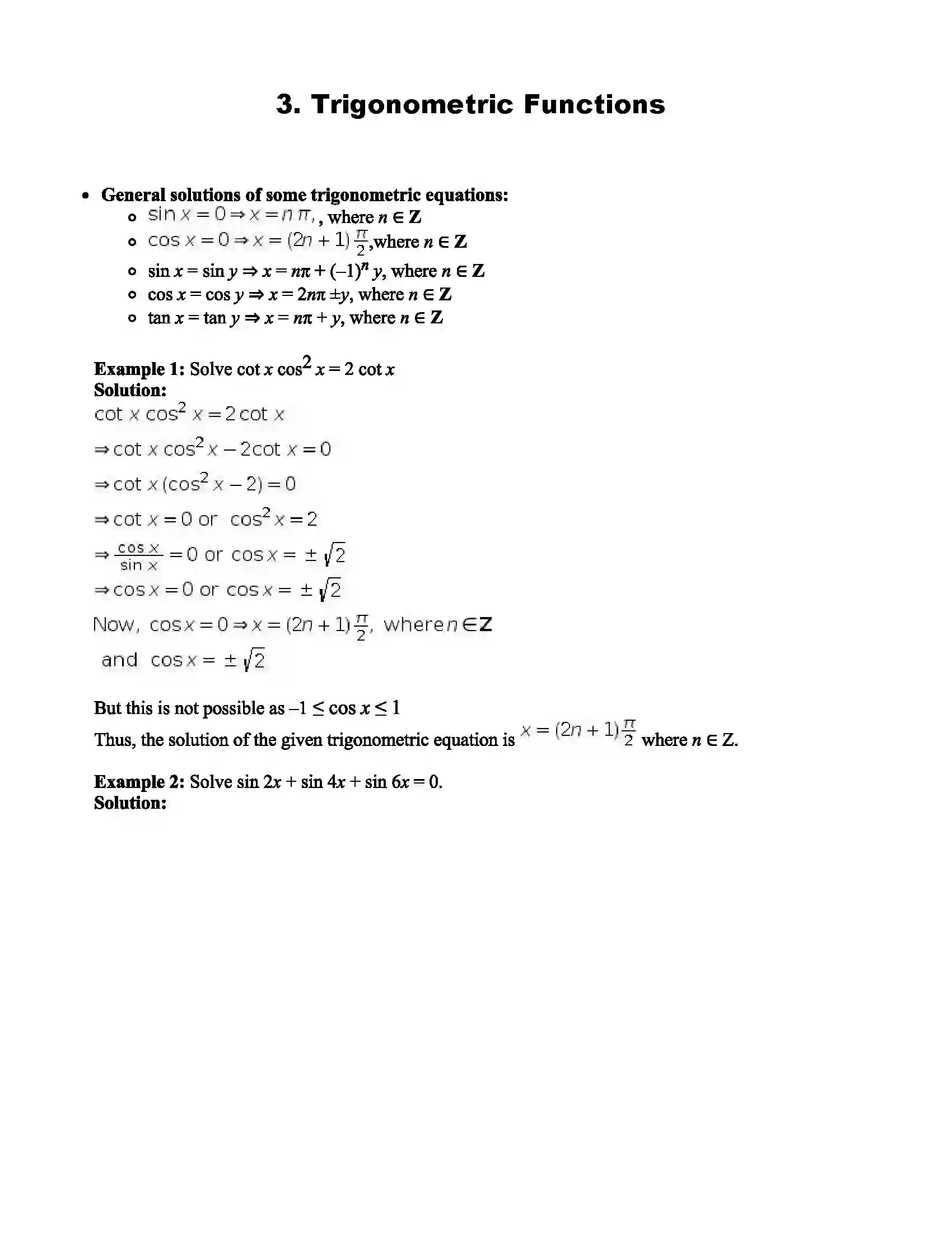 Maharashtra Board Class 12th Mathematics Trigonometric Functions Revision Note 1