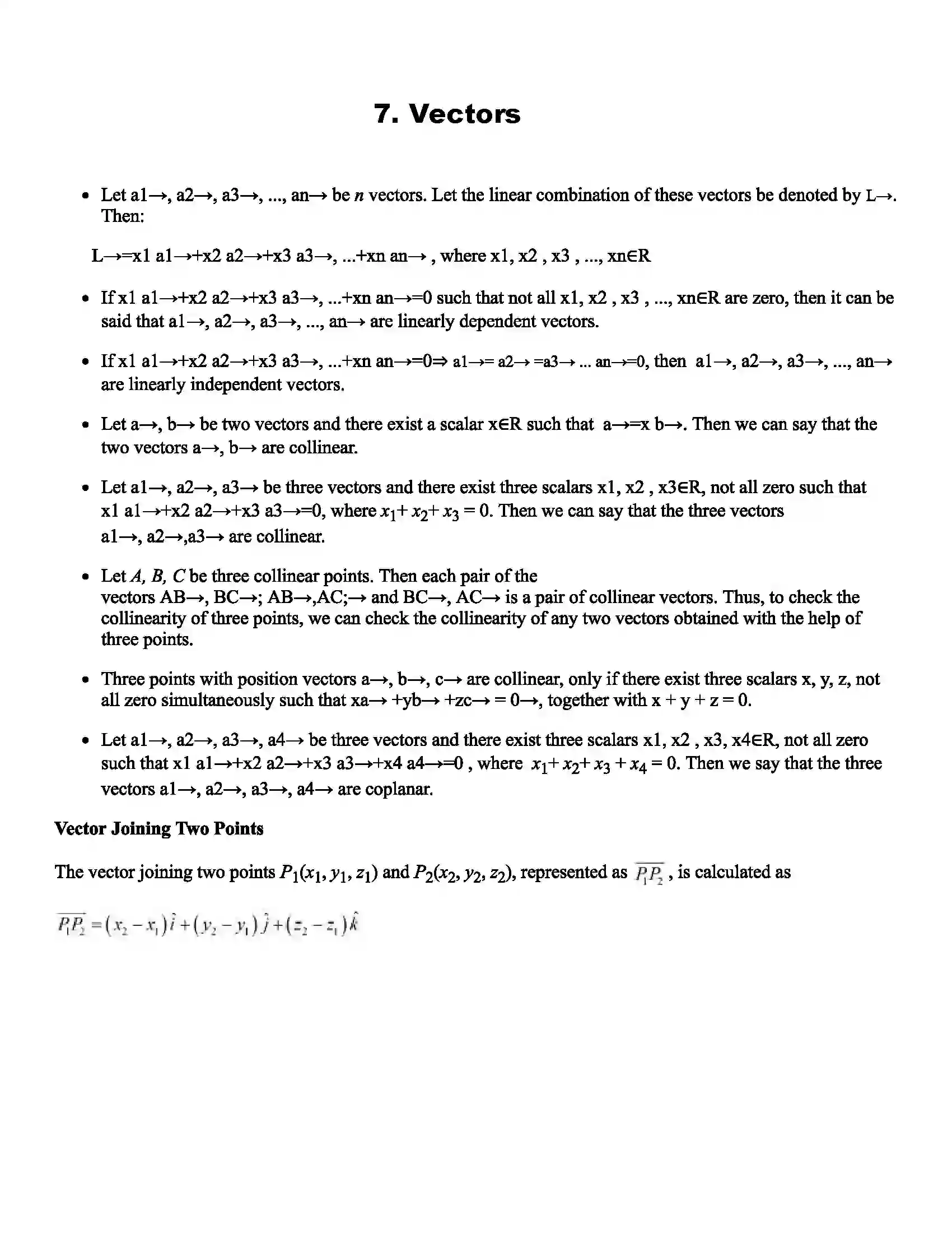 Maharashtra Board Class 12th Mathematics Vectors Revision Note 1