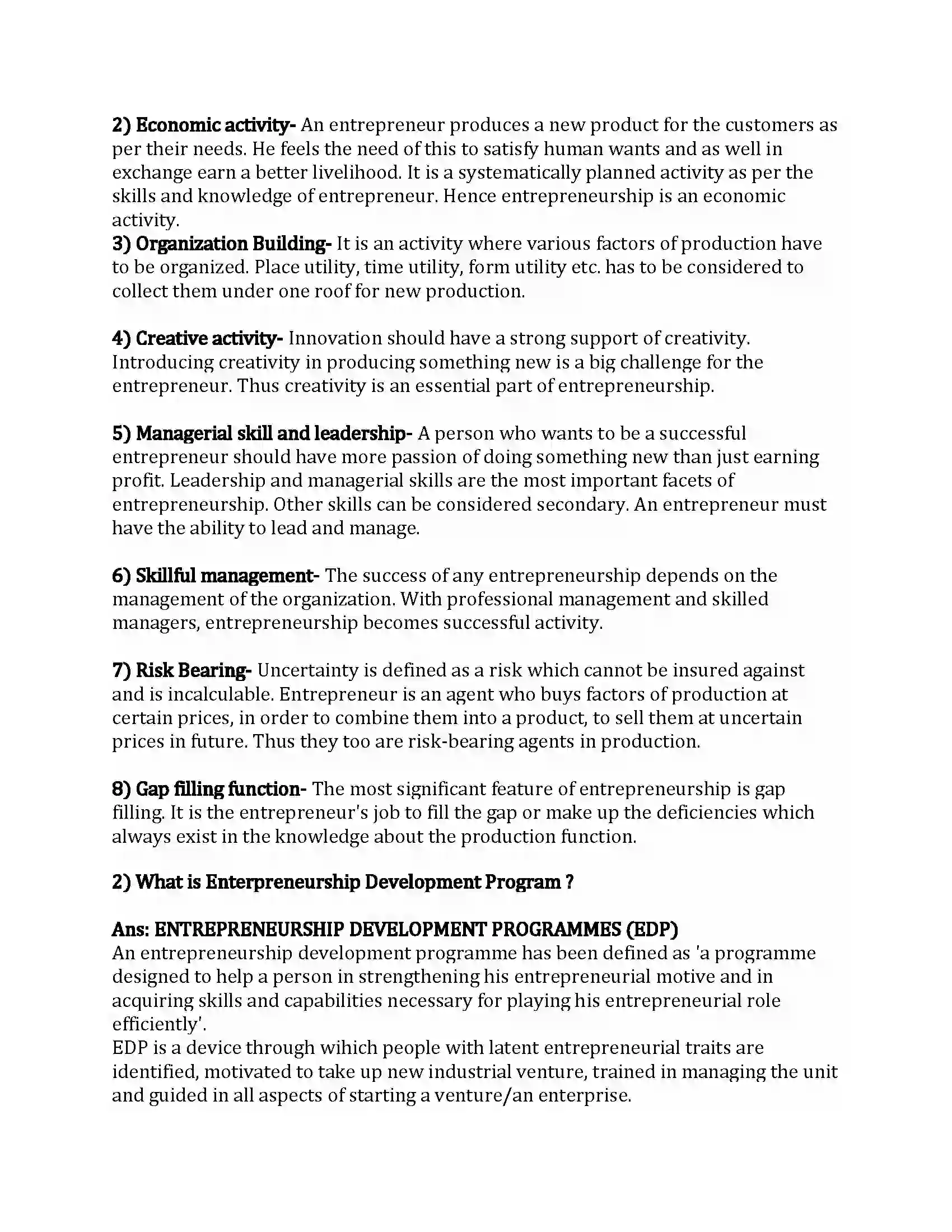 Maharashtra Board Class 12th Organization of Commerce & Management Entrepreneurship Development Revision Note 10