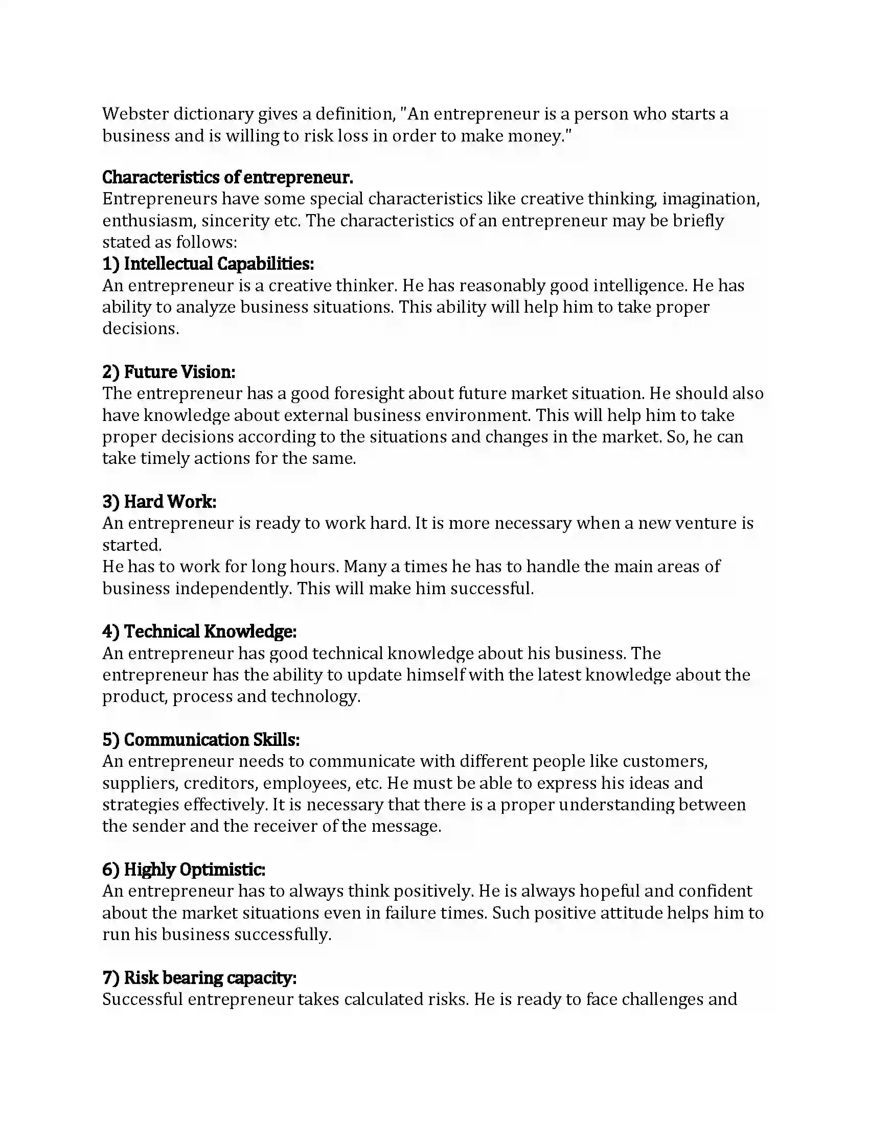 Maharashtra Board Class 12th Organization of Commerce & Management Entrepreneurship Development Revision Note 12