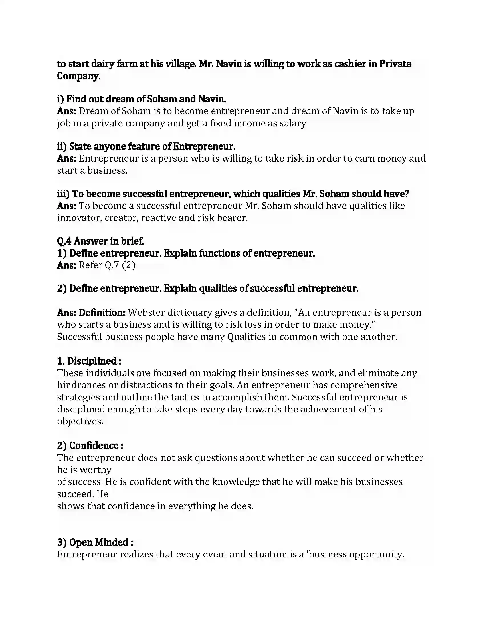 Maharashtra Board Class 12th Organization of Commerce & Management Entrepreneurship Development Revision Note 5