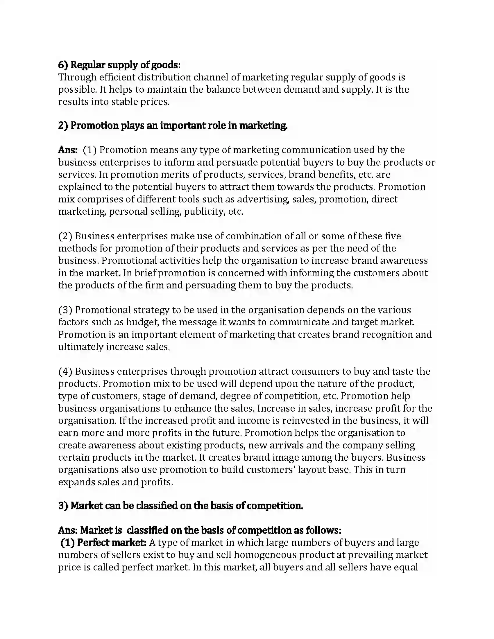 Maharashtra Board Class 12th Organization of Commerce & Management Marketing Revision Note 12