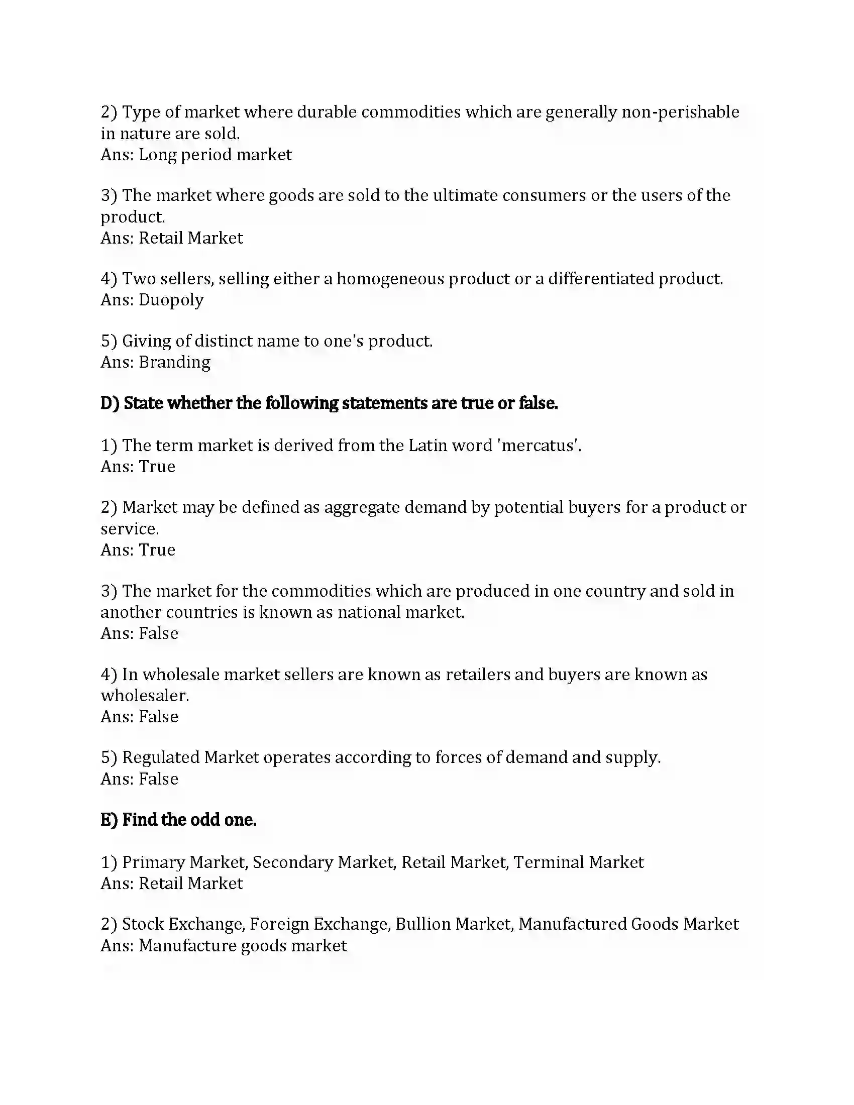 Maharashtra Board Class 12th Organization of Commerce & Management Marketing Revision Note 2