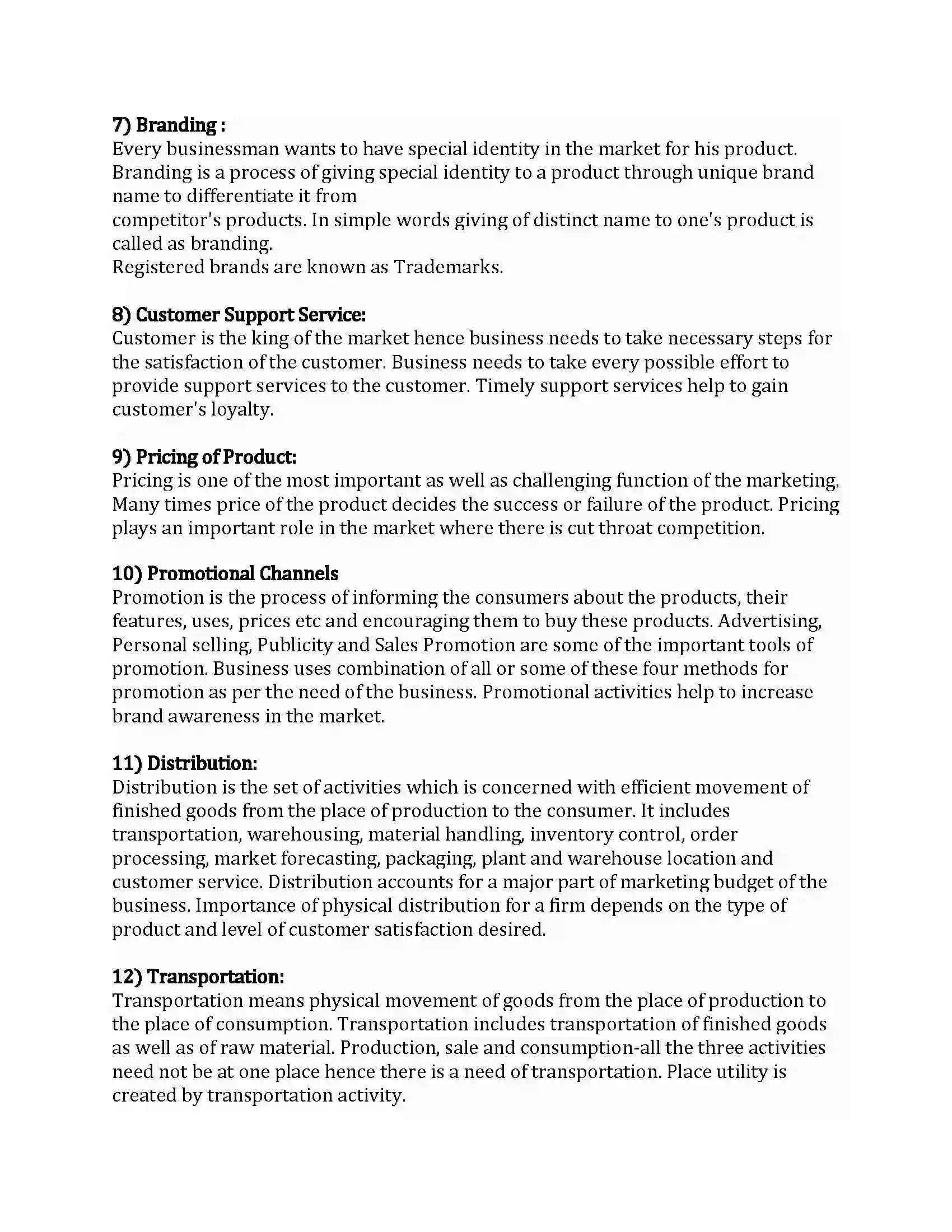 Maharashtra Board Class 12th Organization of Commerce & Management Marketing Revision Note 24