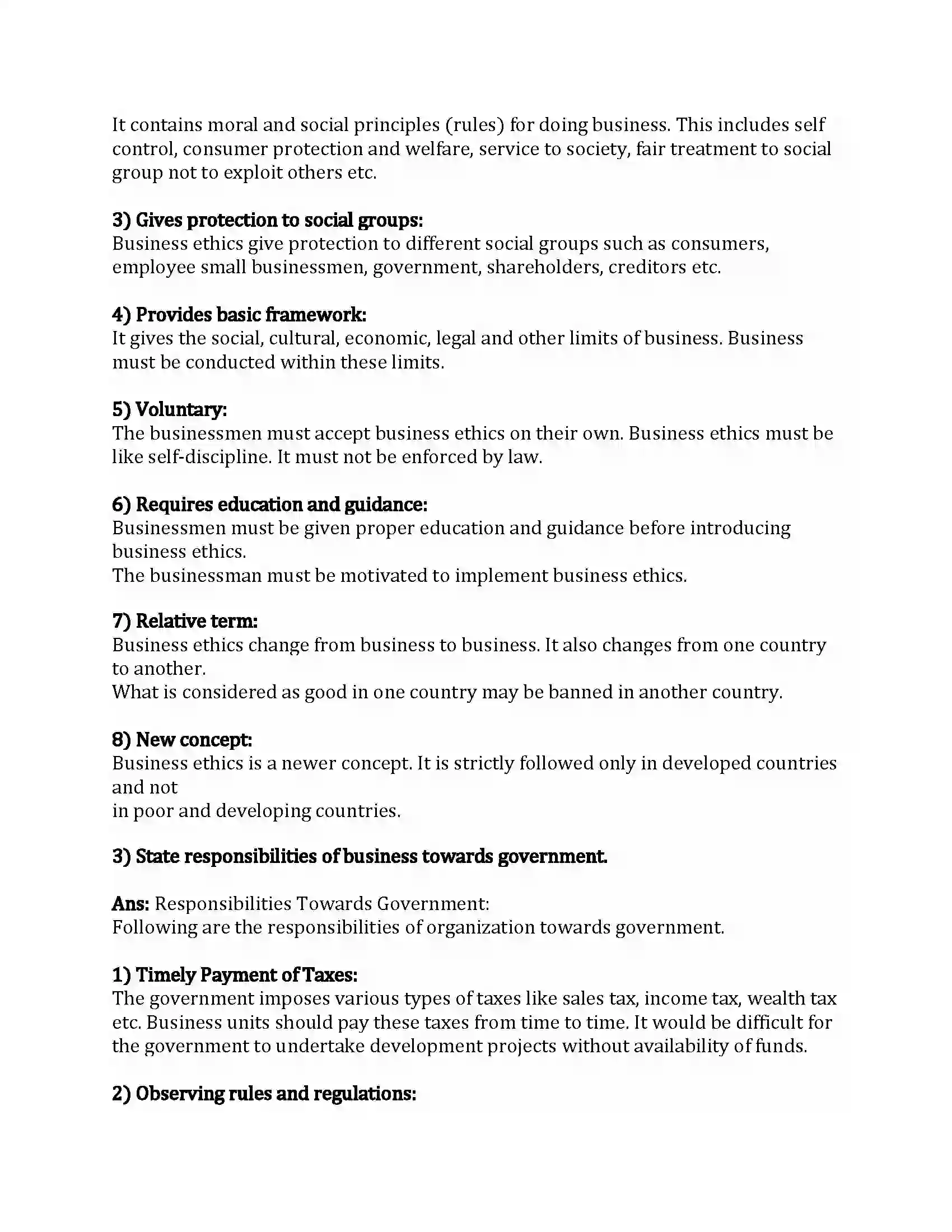 Maharashtra Board Class 12th Organization of Commerce & Management Social Responsibilities of Business Revision Note 10