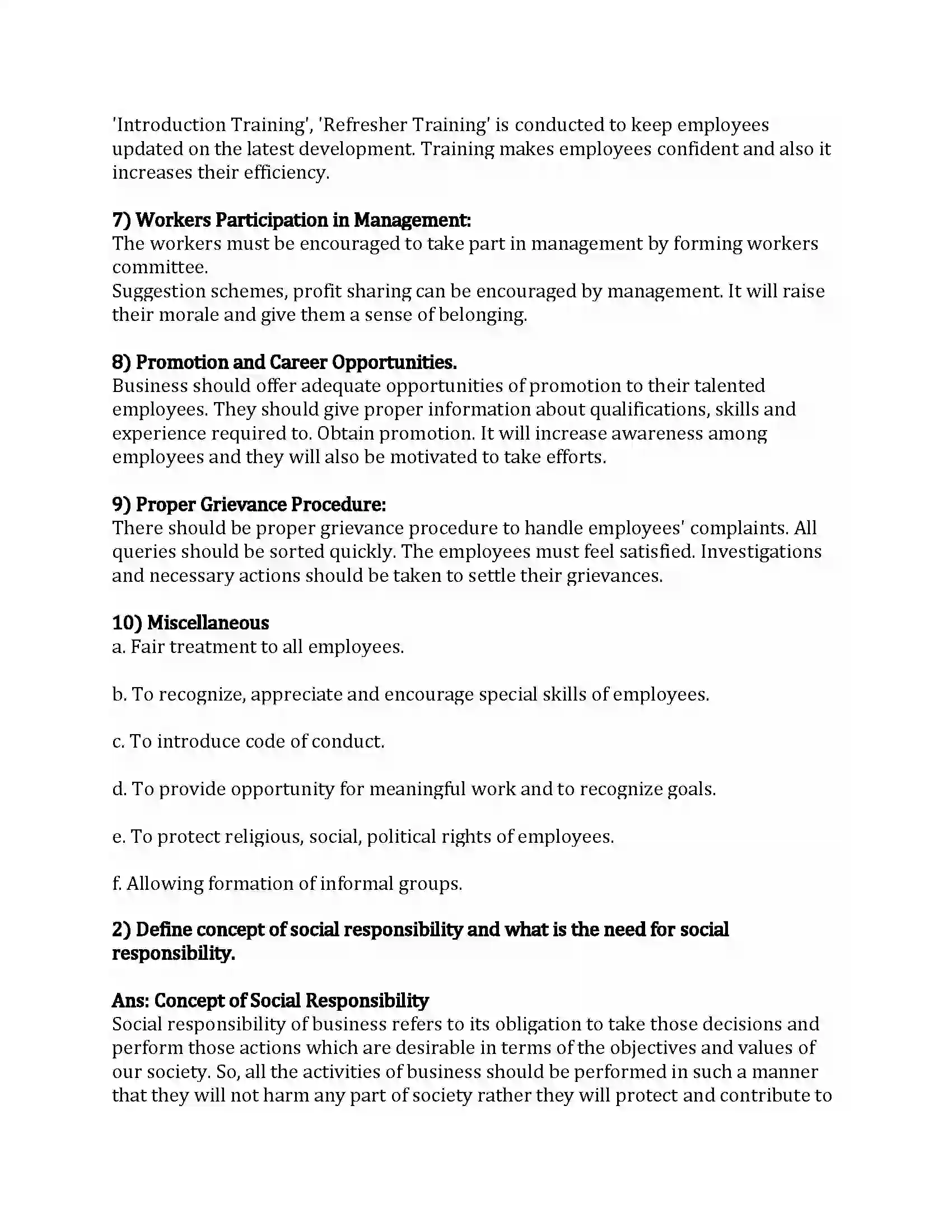 Maharashtra Board Class 12th Organization of Commerce & Management Social Responsibilities of Business Revision Note 21