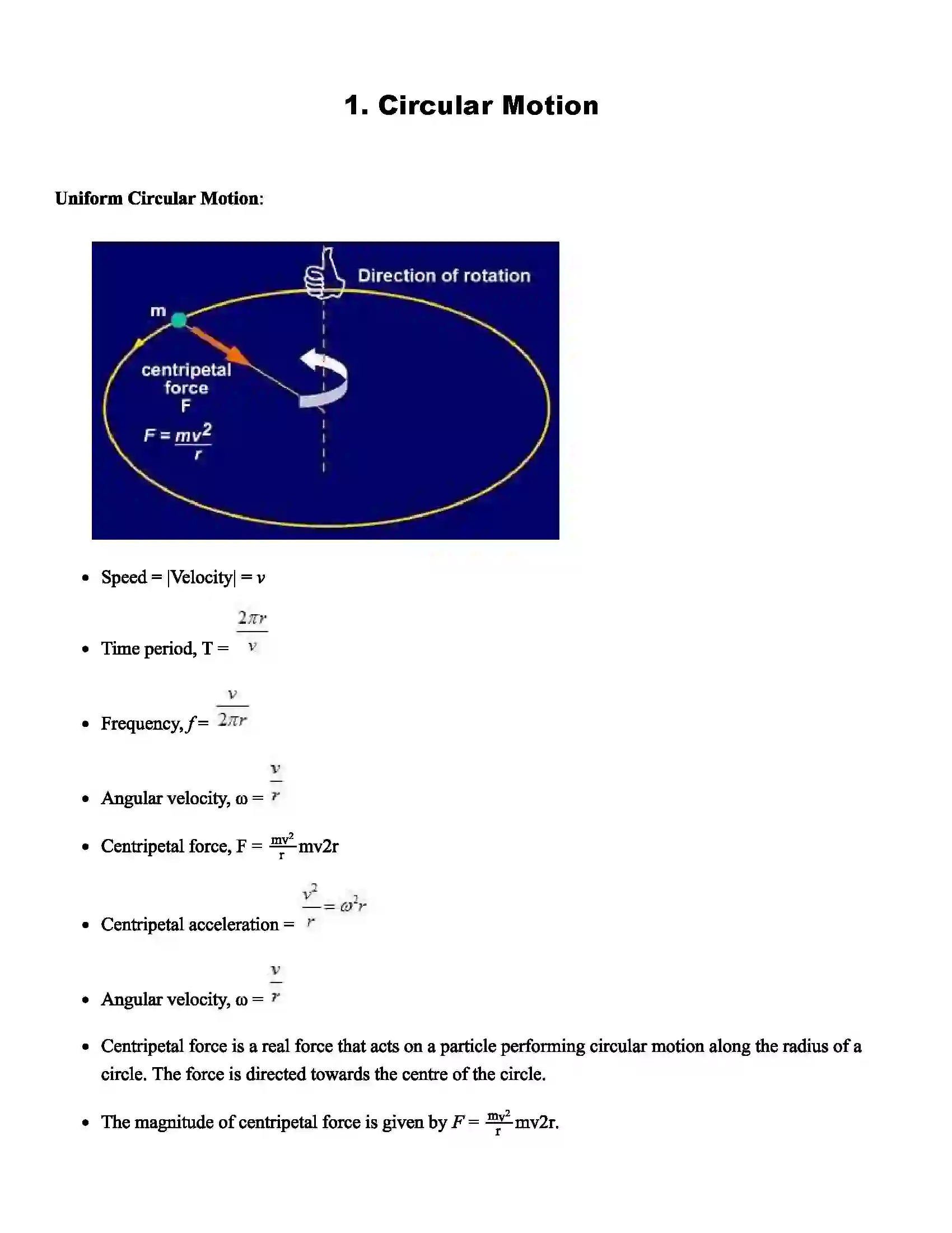 Maharashtra Board Class 12th Physics Circular Motion Revision Note 1