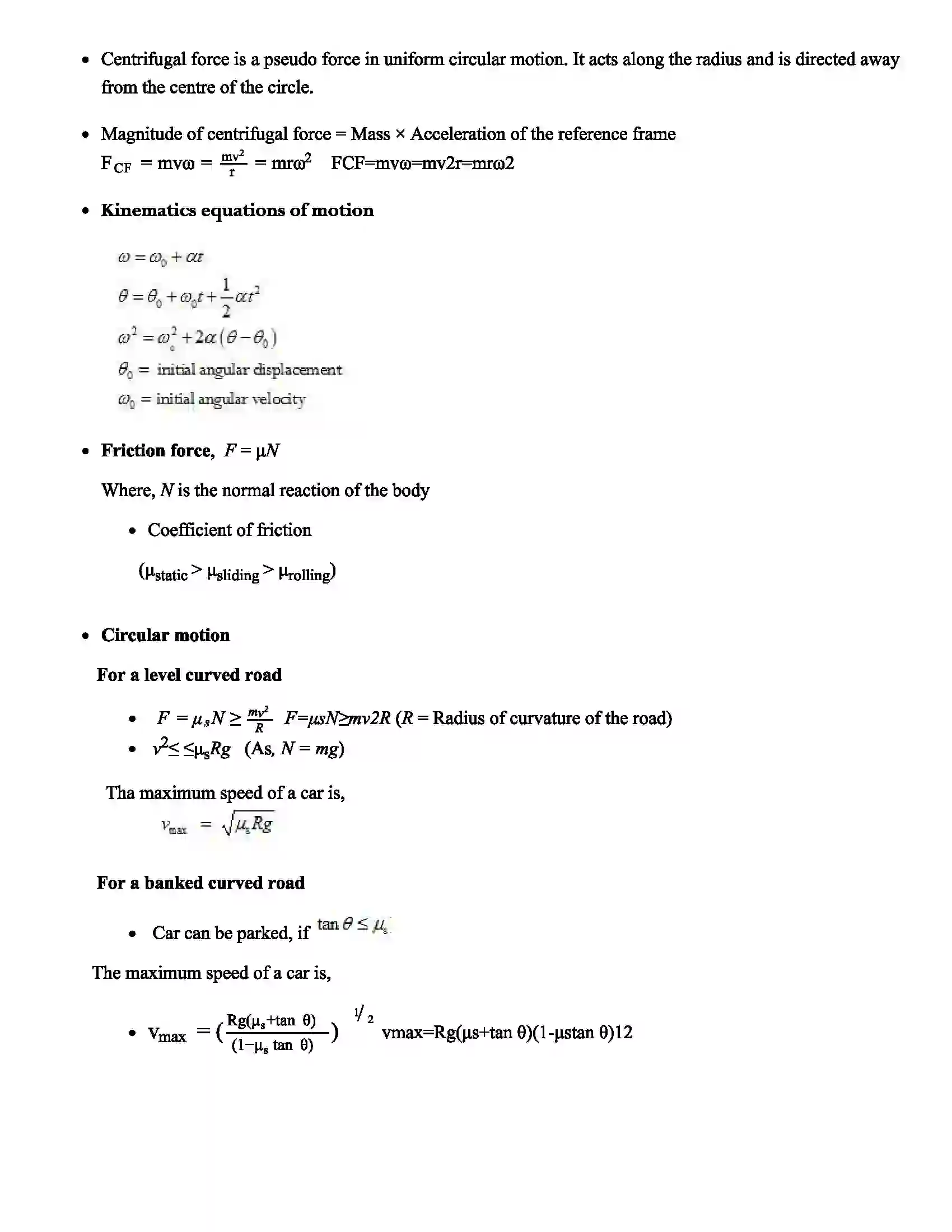 Maharashtra Board Class 12th Physics Circular Motion Revision Note 2
