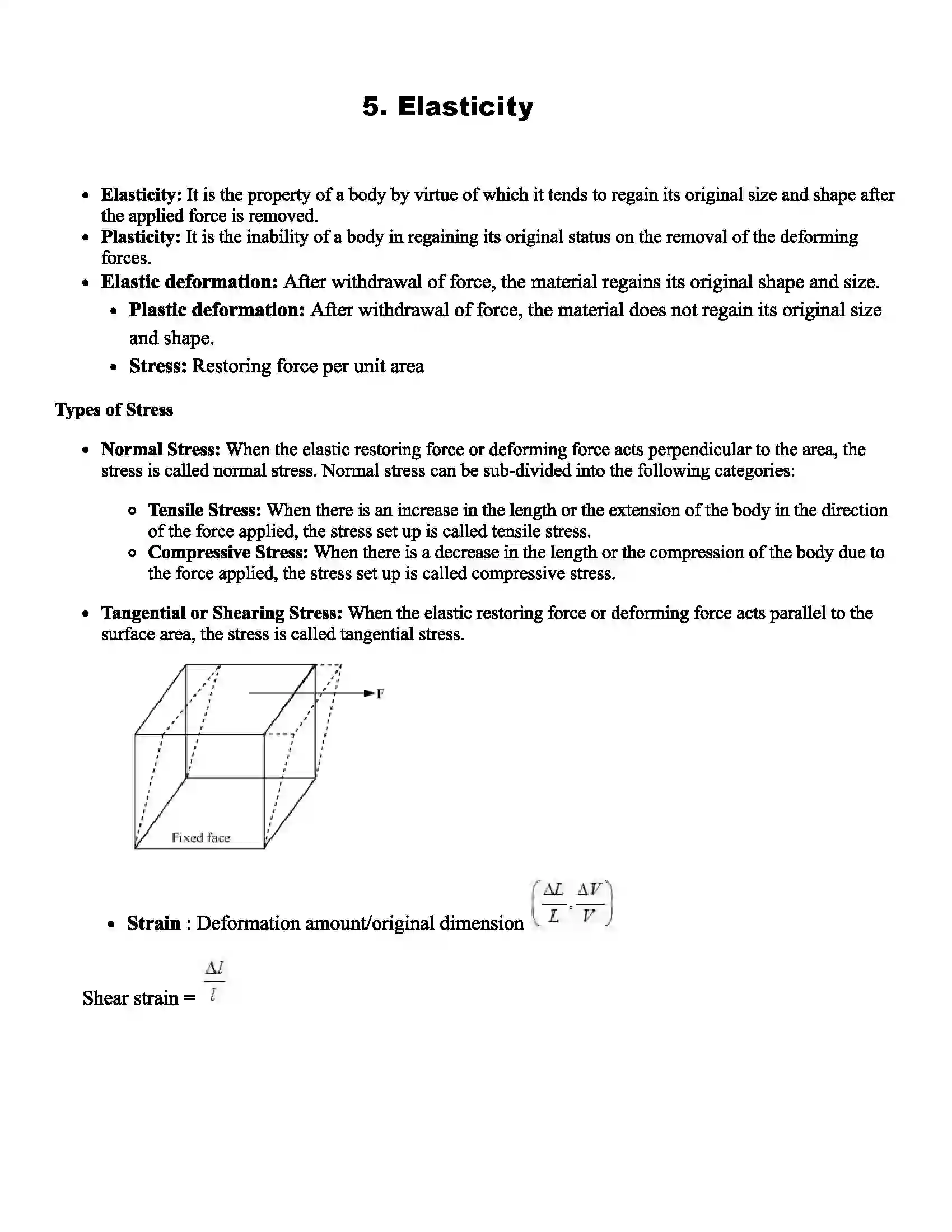 Maharashtra Board Class 12th Physics Elasticity Revision Note 1
