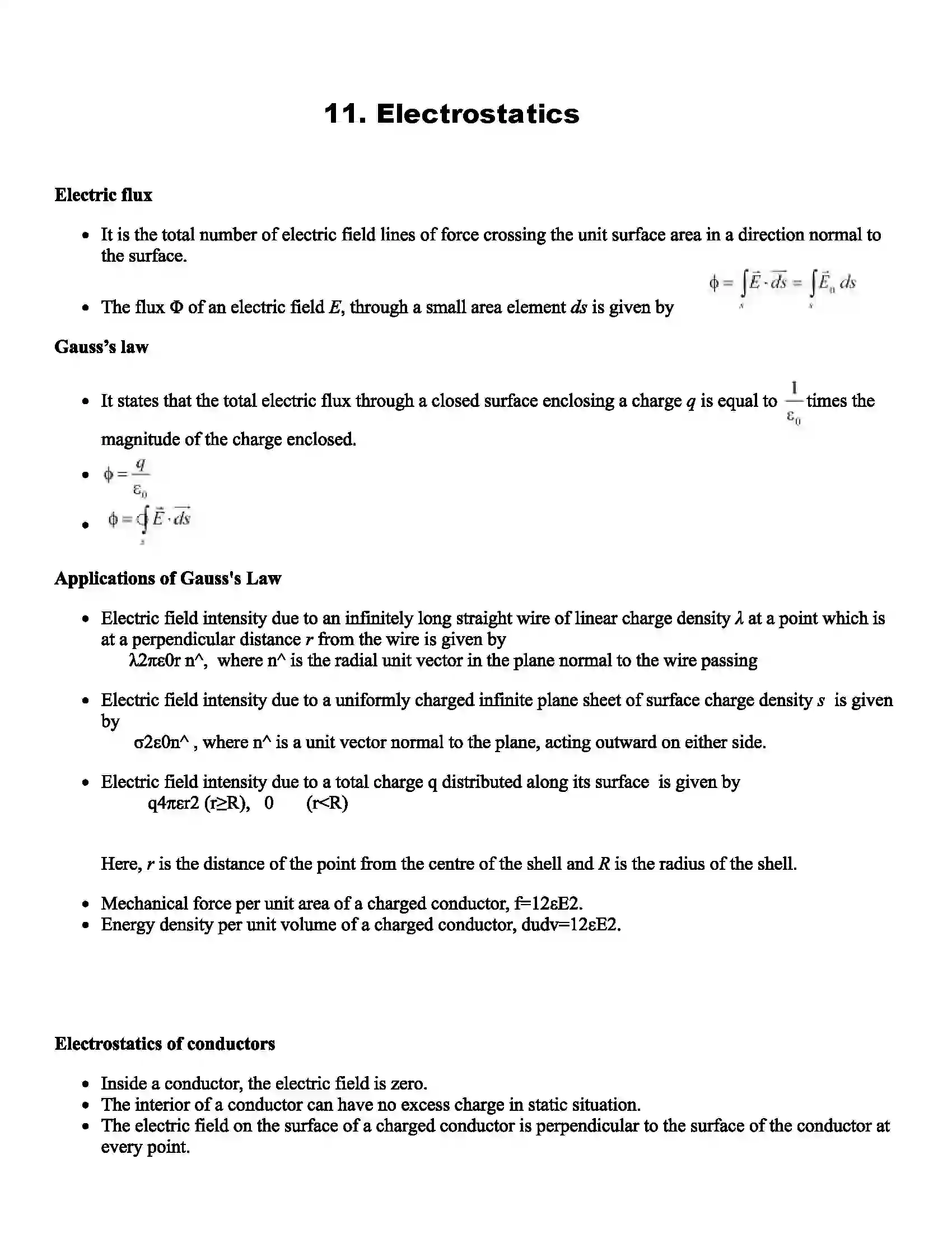Maharashtra Board Class 12th Physics Electrostatics Revision Note 1