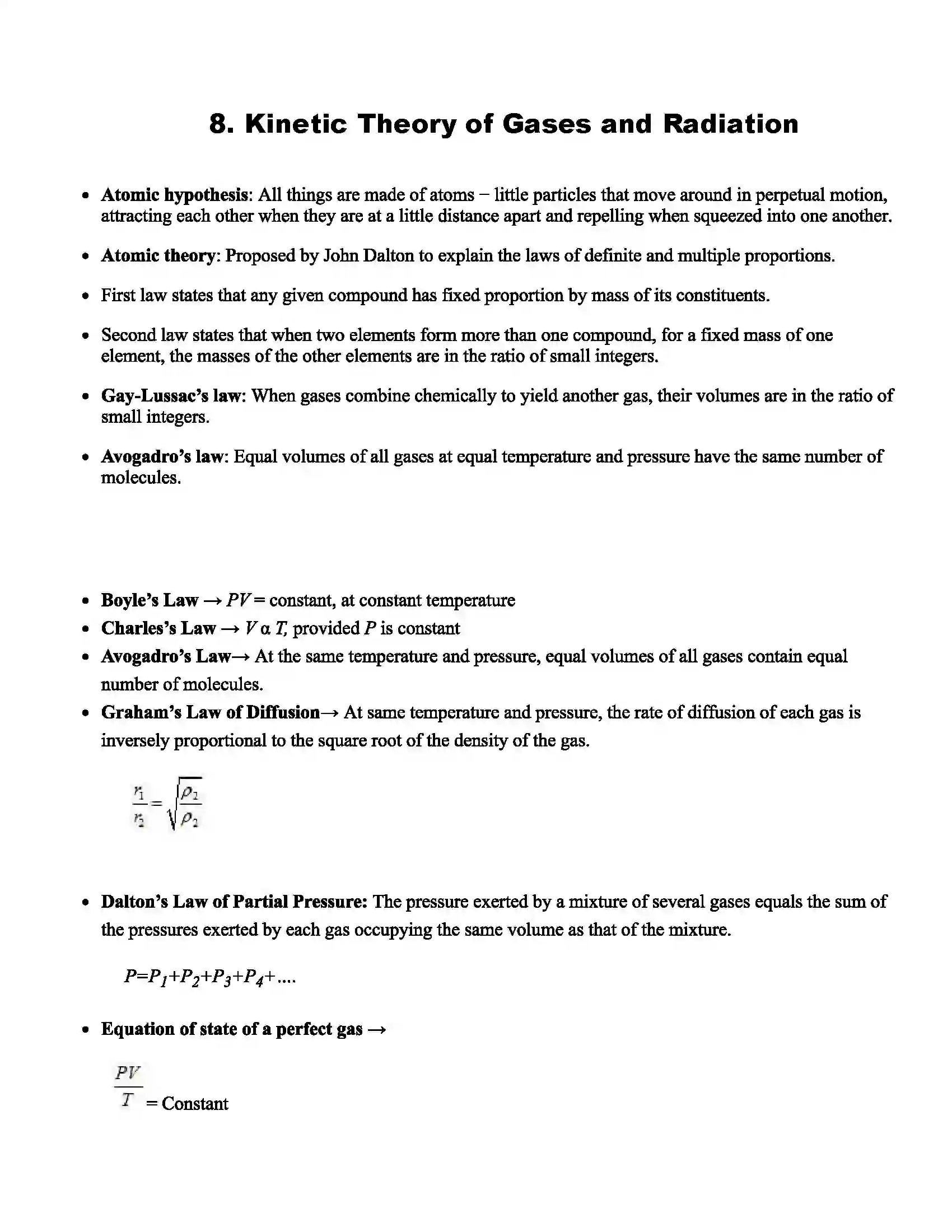 Maharashtra Board Class 12th Physics Kinetic Theory of Gases & Radiation Revision Note 1