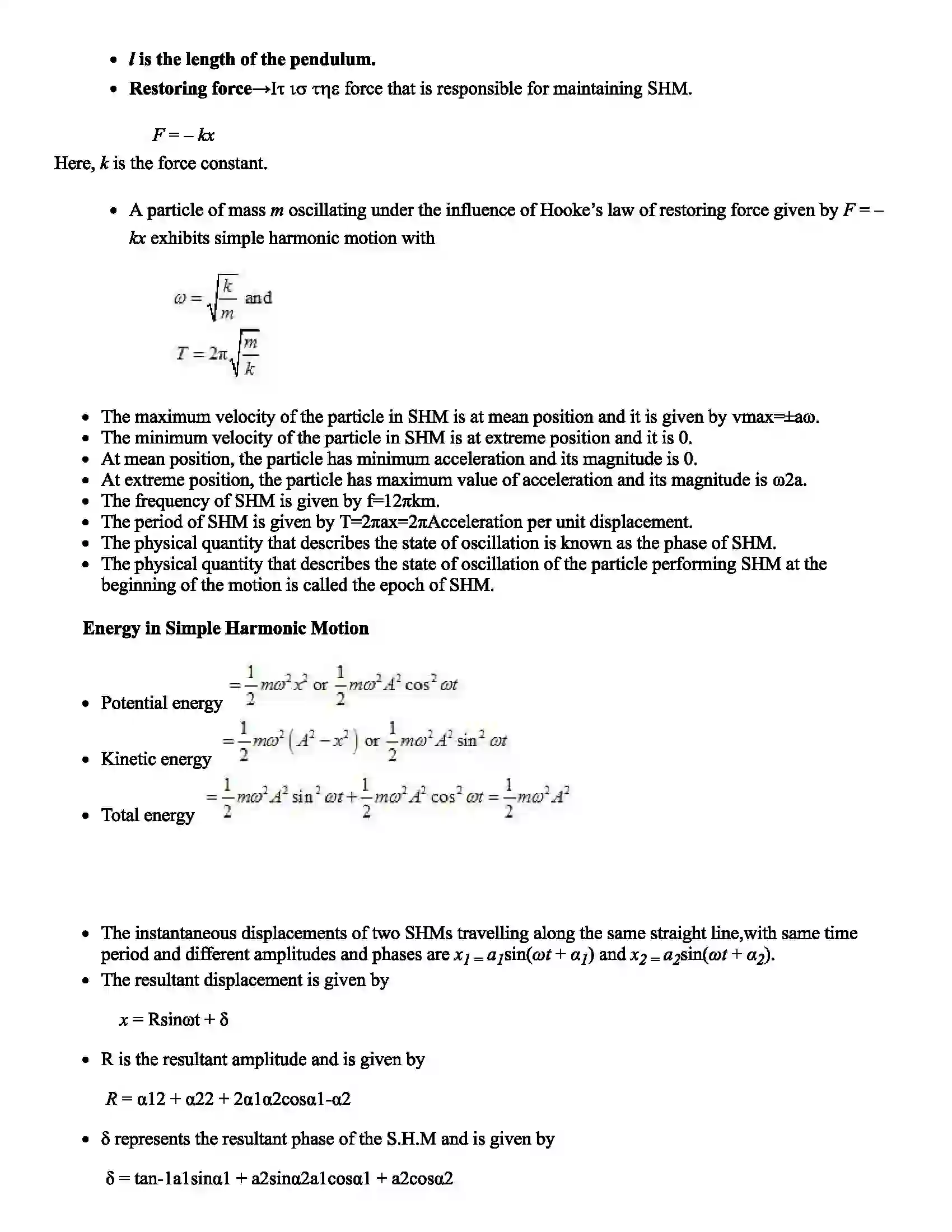 Maharashtra Board Class 12th Physics Oscillations Revision Note 2