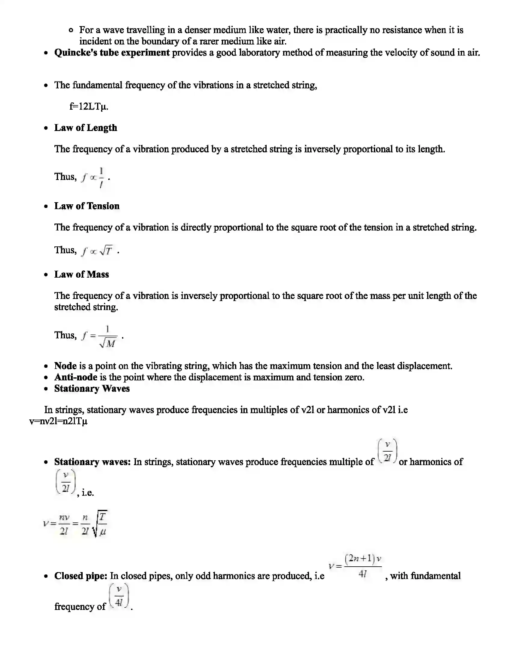 Maharashtra Board Class 12th Physics Wave Motion & Stationary Waves Revision Note 2