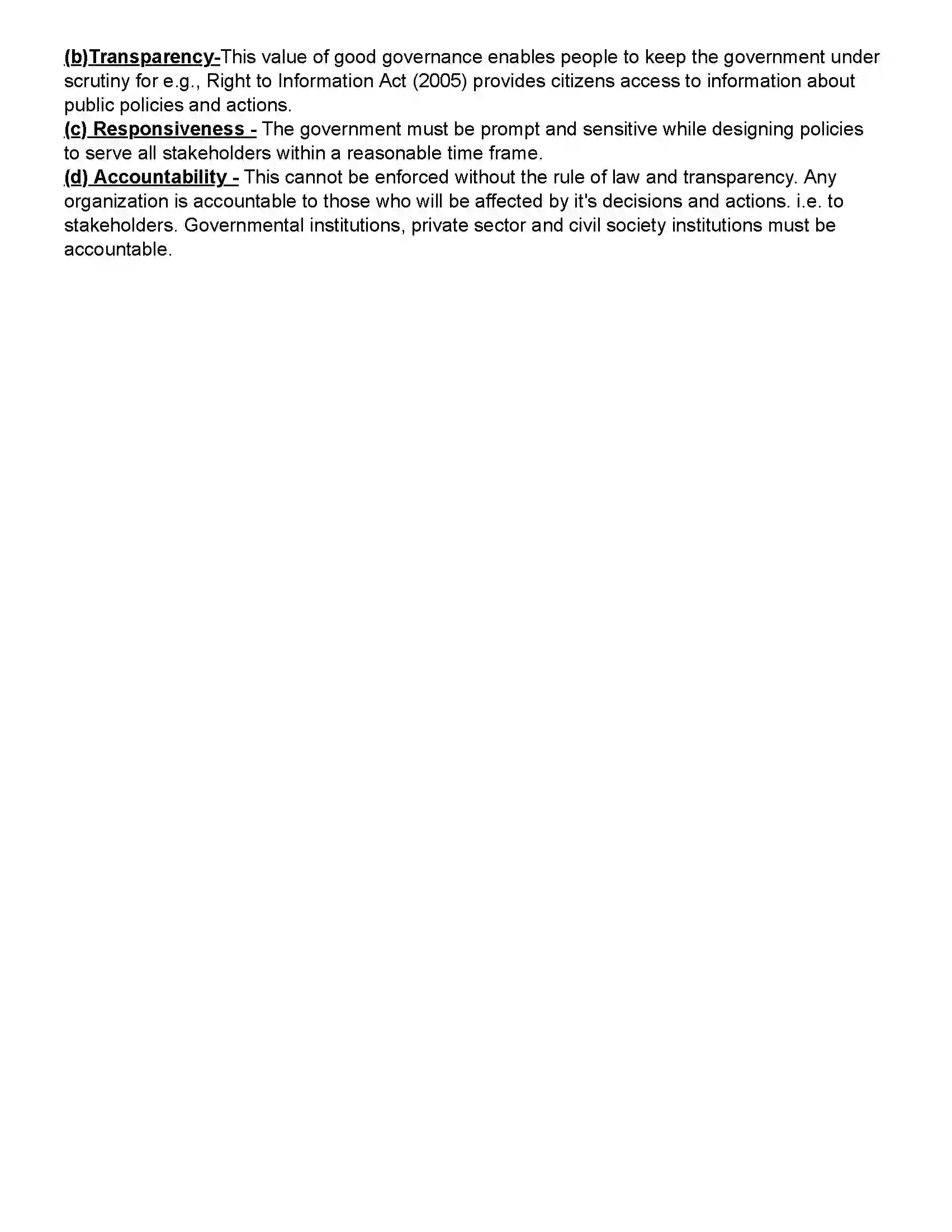 Maharashtra Board Class 12th Political Science Contemporary India - Good Governance Revision Note 5