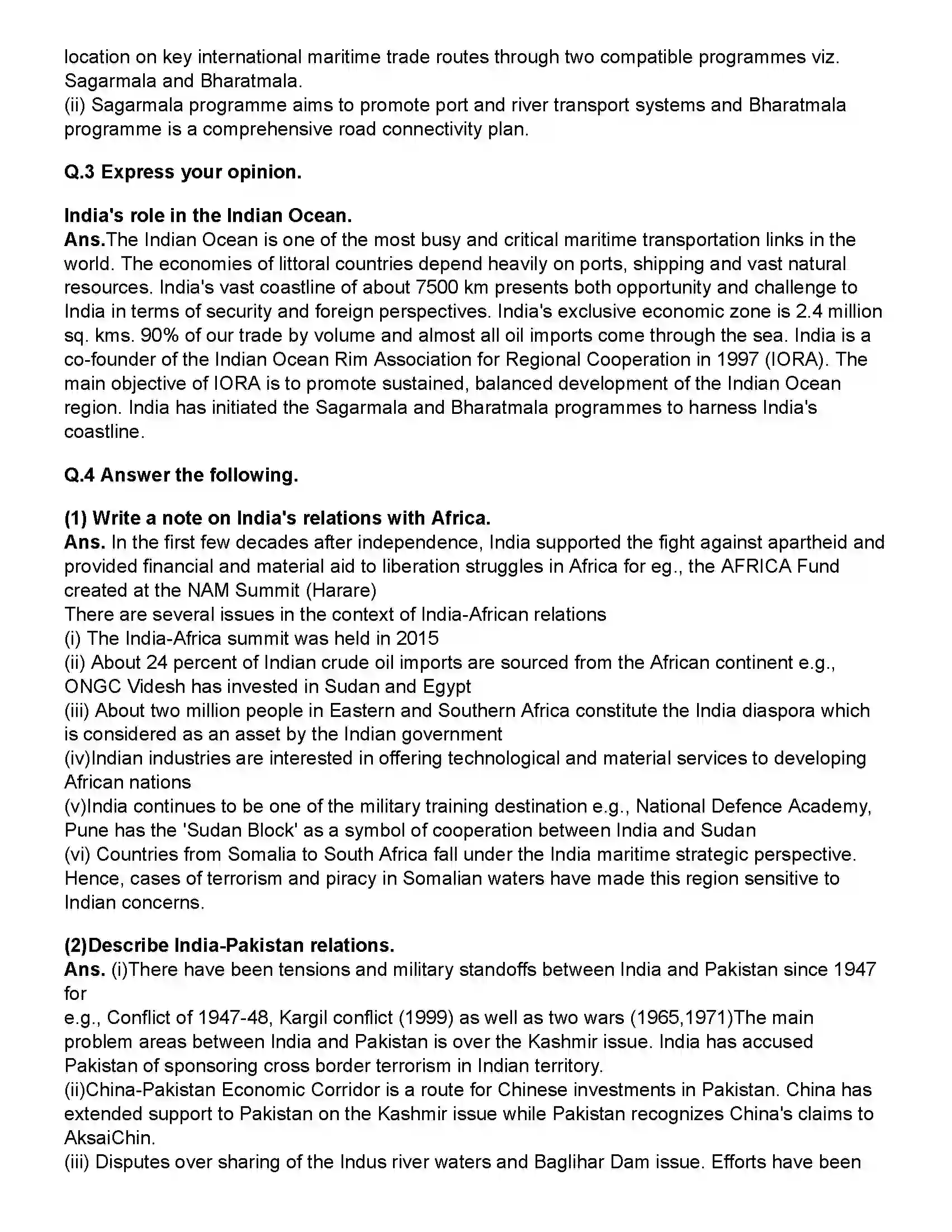 Maharashtra Board Class 12th Political Science India and the world Revision Note 2