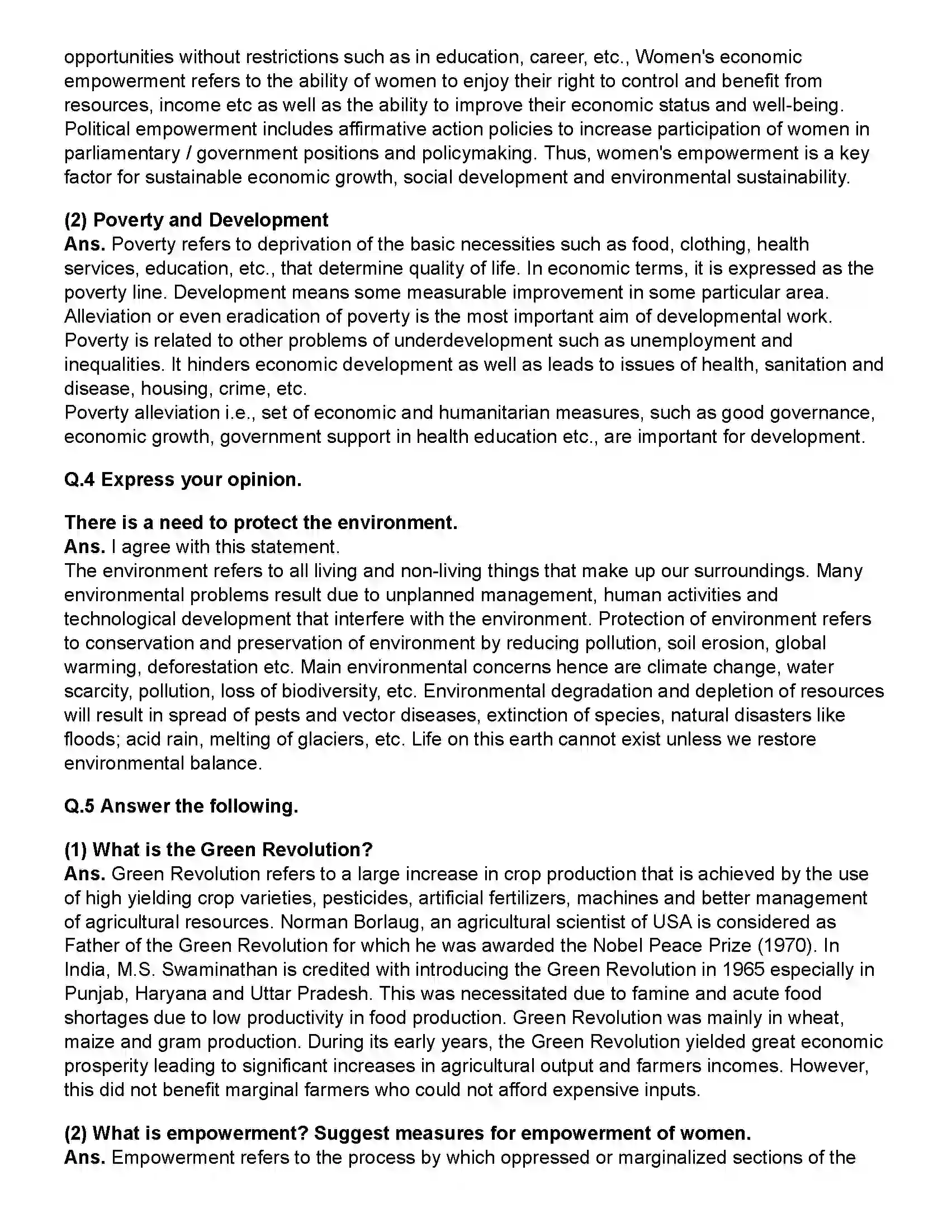 Maharashtra Board Class 12th Political Science Key Concepts & Issues Since 1991 - Humanitarian Issues Revision Note 2