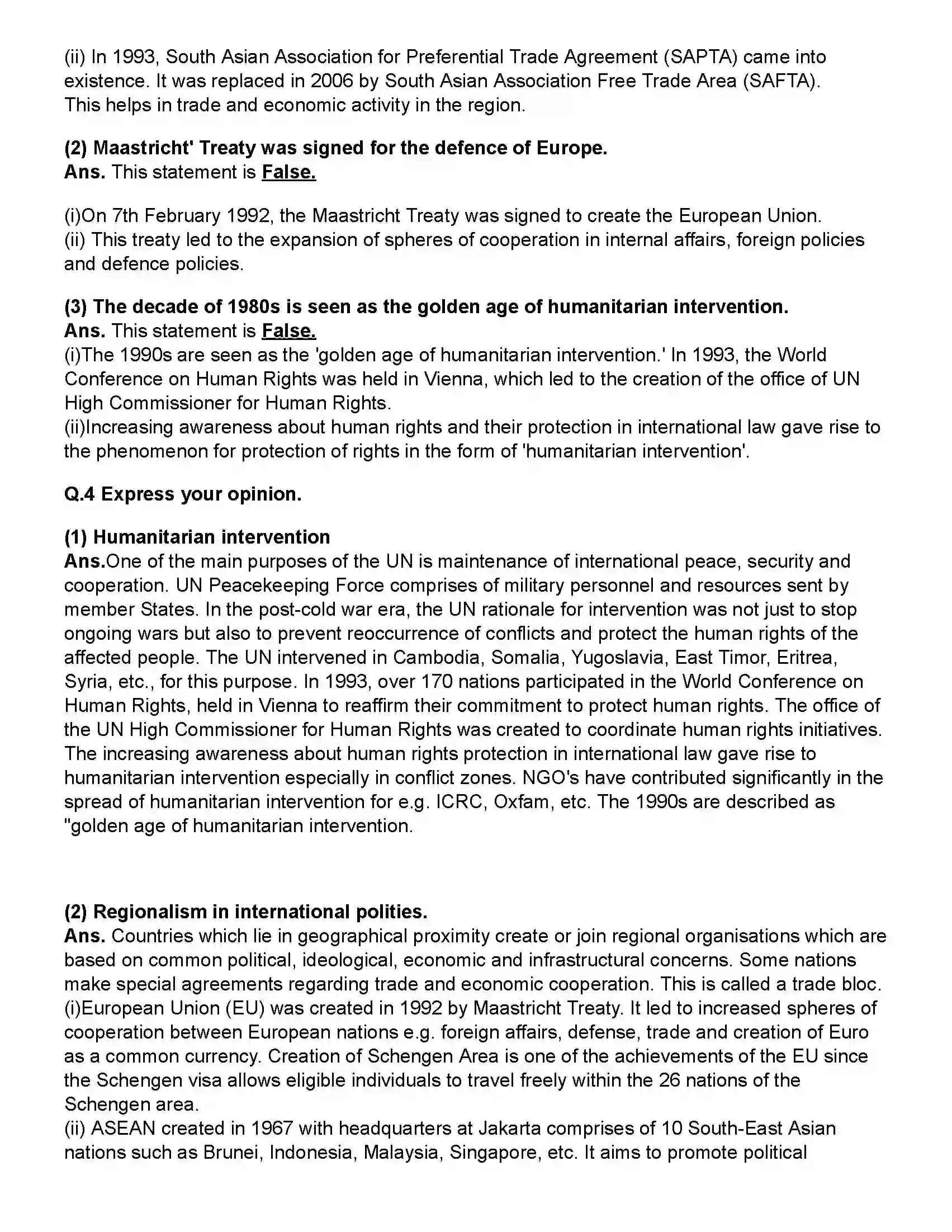 Maharashtra Board Class 12th Political Science The world Since 1991 Revision Note 4