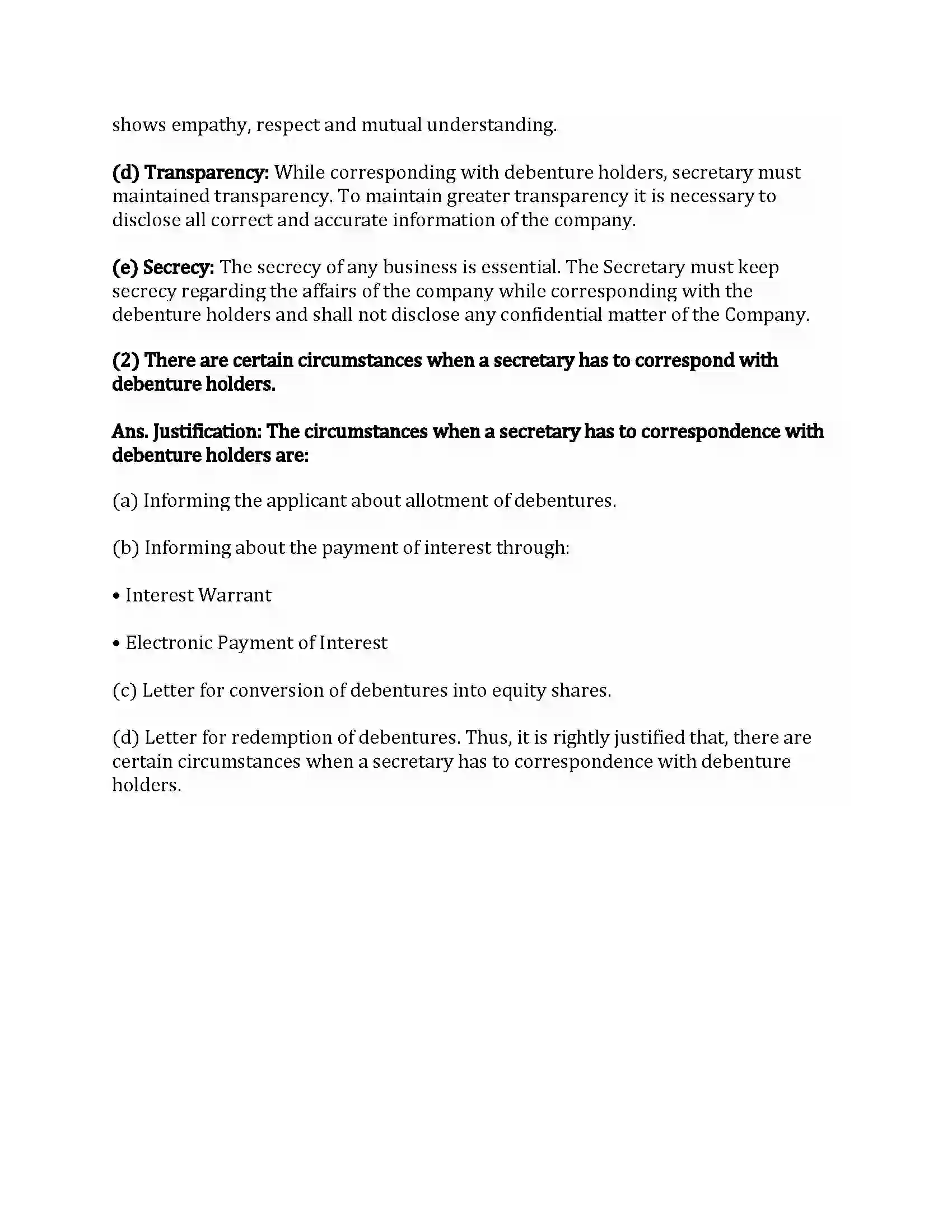 Maharashtra Board Class 12th Secretarial Practice Correspondence with Debenture Holders Revision Note 13