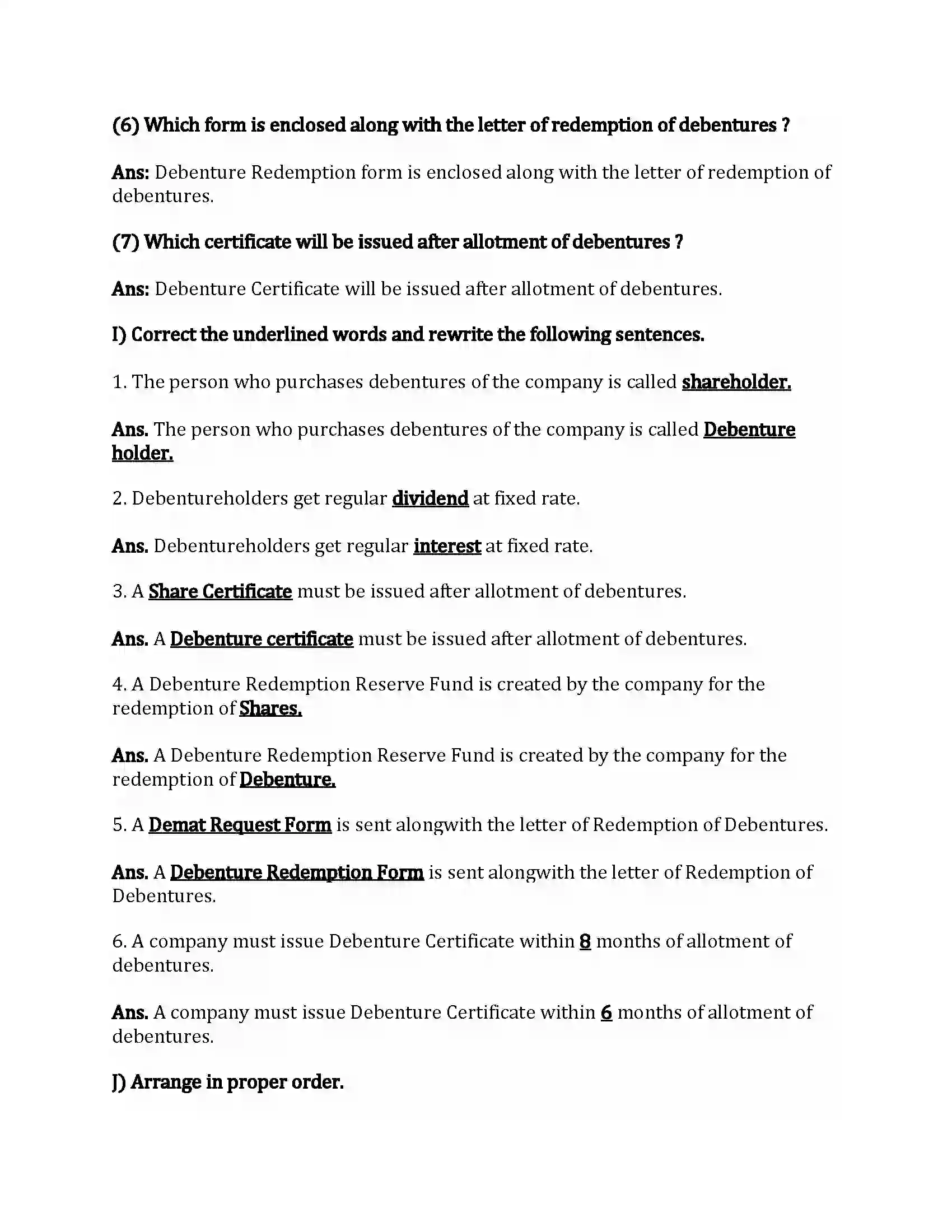 Maharashtra Board Class 12th Secretarial Practice Correspondence with Debenture Holders Revision Note 7