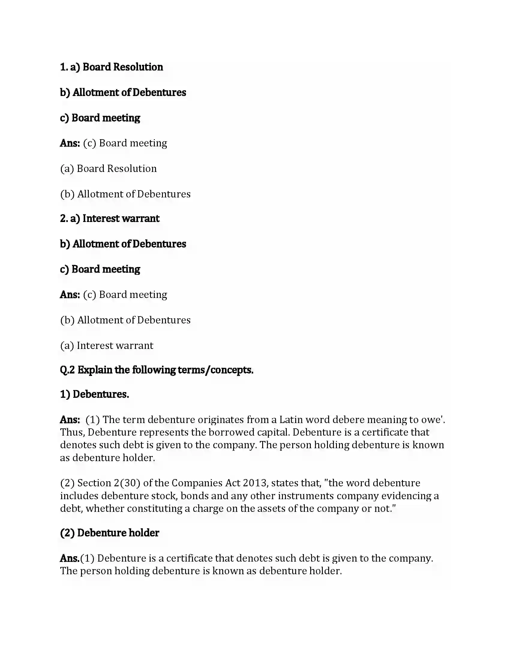 Maharashtra Board Class 12th Secretarial Practice Correspondence with Debenture Holders Revision Note 8