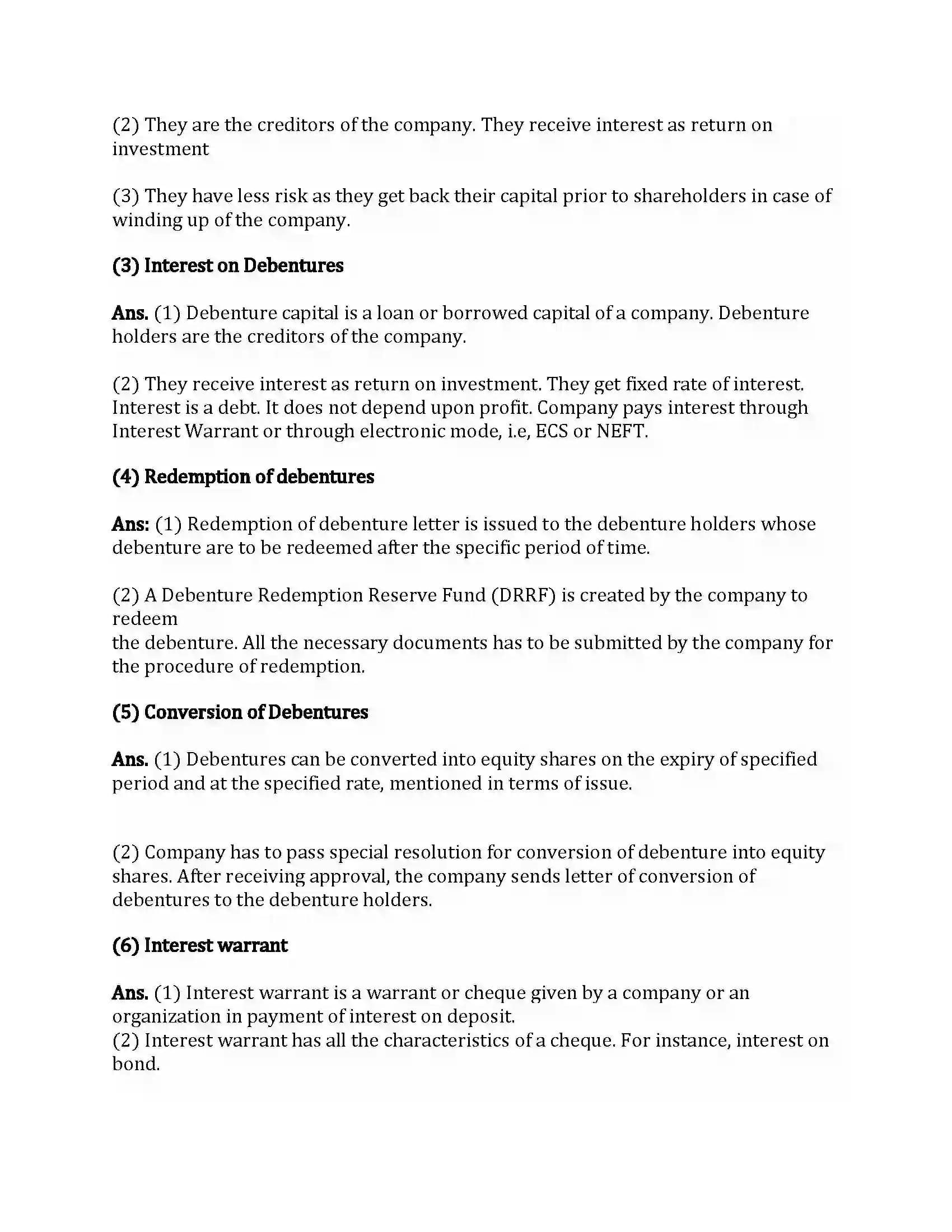 Maharashtra Board Class 12th Secretarial Practice Correspondence with Debenture Holders Revision Note 9