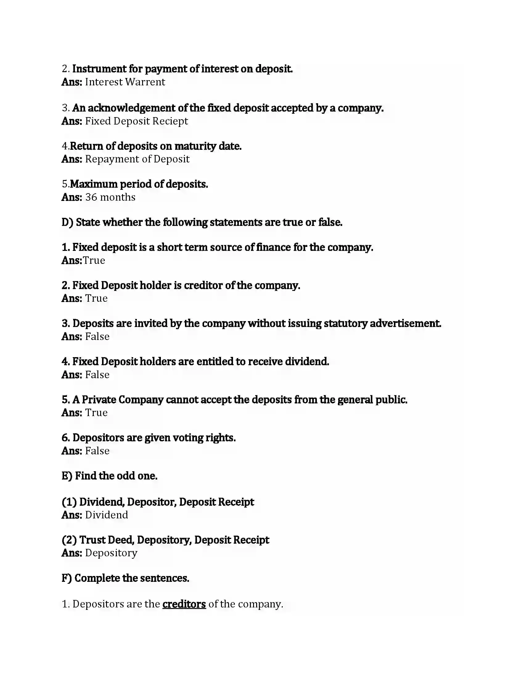 Maharashtra Board Class 12th Secretarial Practice Correspondence with Depositors Revision Note 3