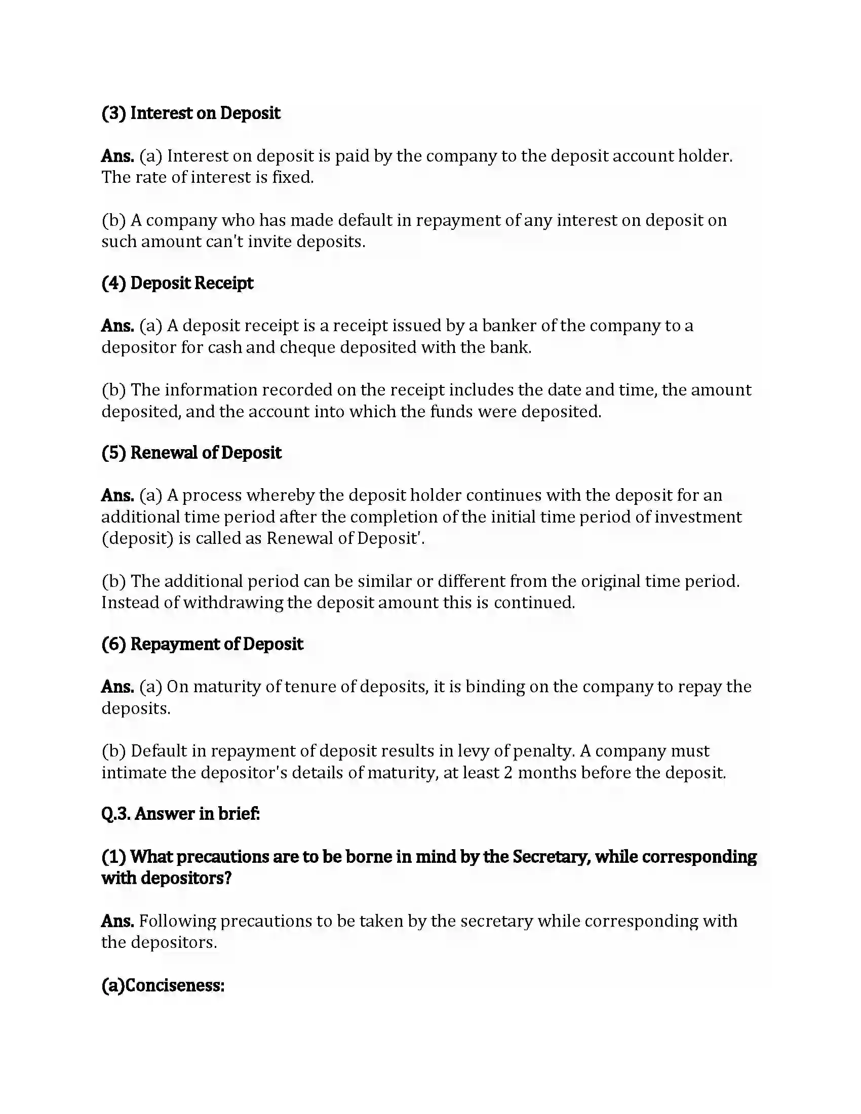Maharashtra Board Class 12th Secretarial Practice Correspondence with Depositors Revision Note 7