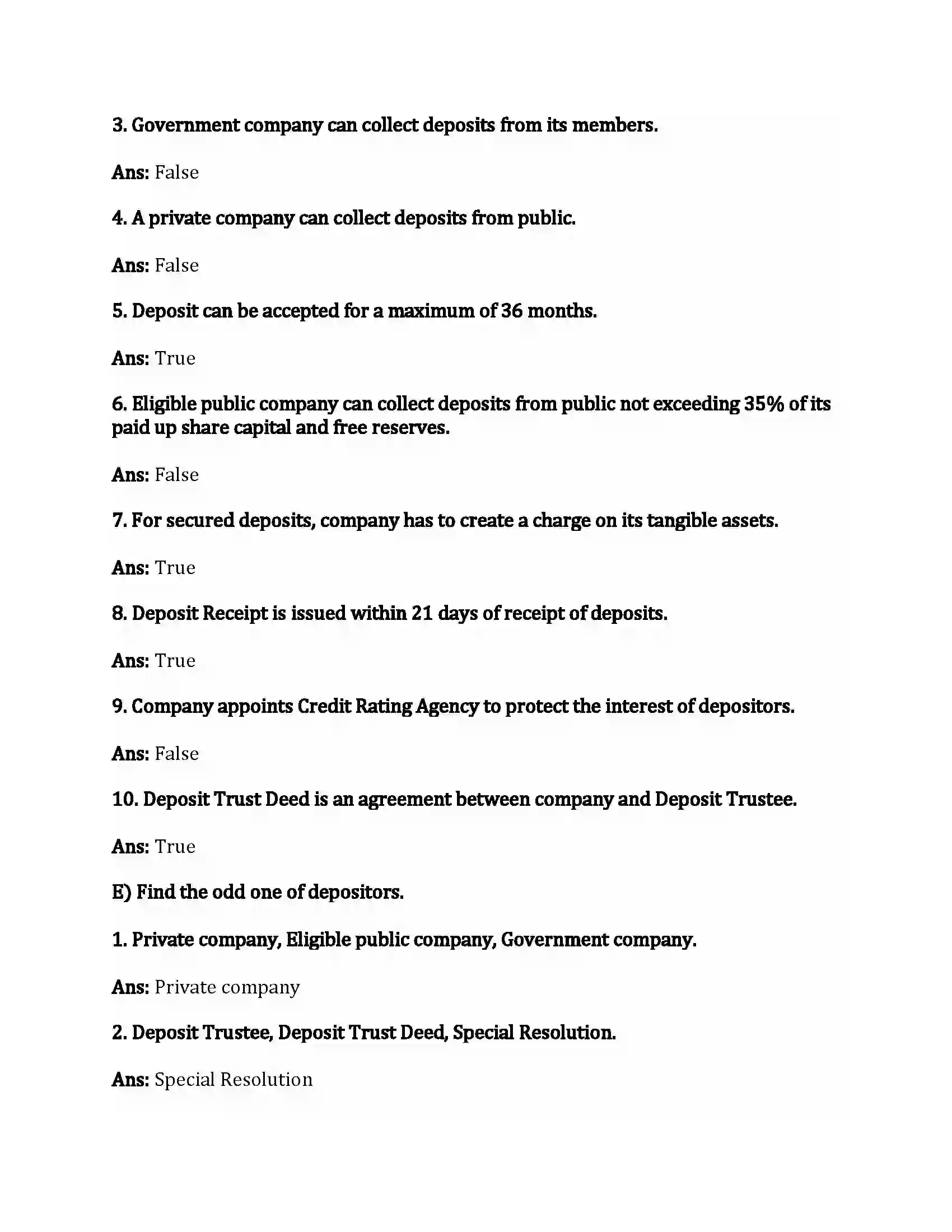 Maharashtra Board Class 12th Secretarial Practice Deposits Revision Note 5