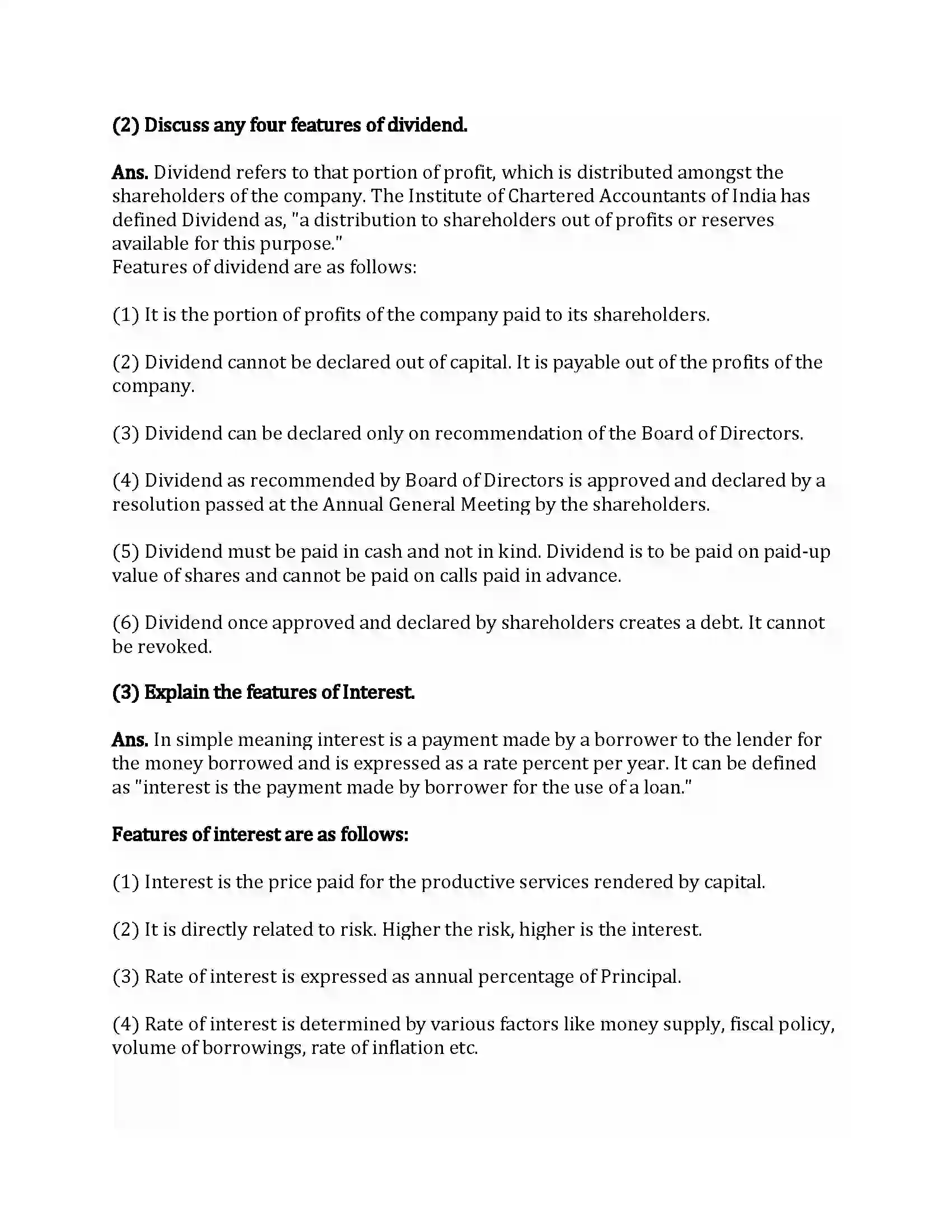 Maharashtra Board Class 12th Secretarial Practice Dividend and Interest Revision Note 19