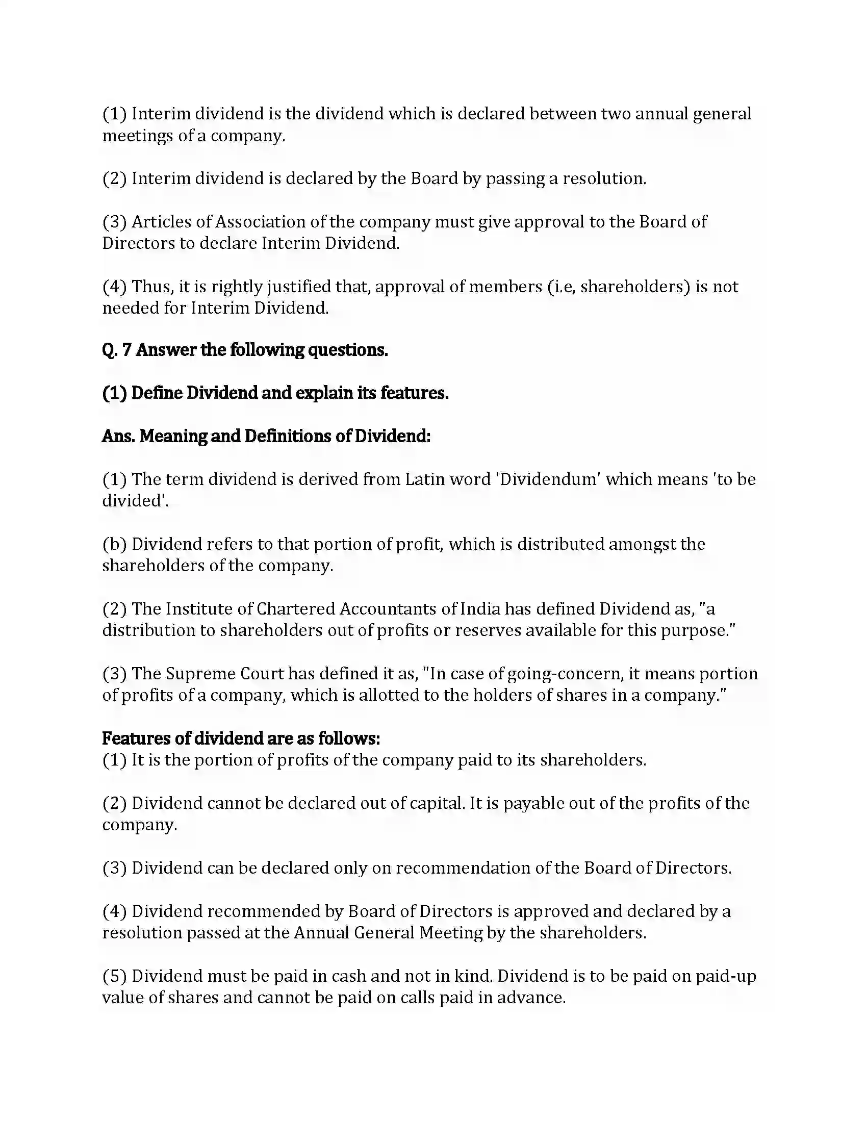 Maharashtra Board Class 12th Secretarial Practice Dividend and Interest Revision Note 23