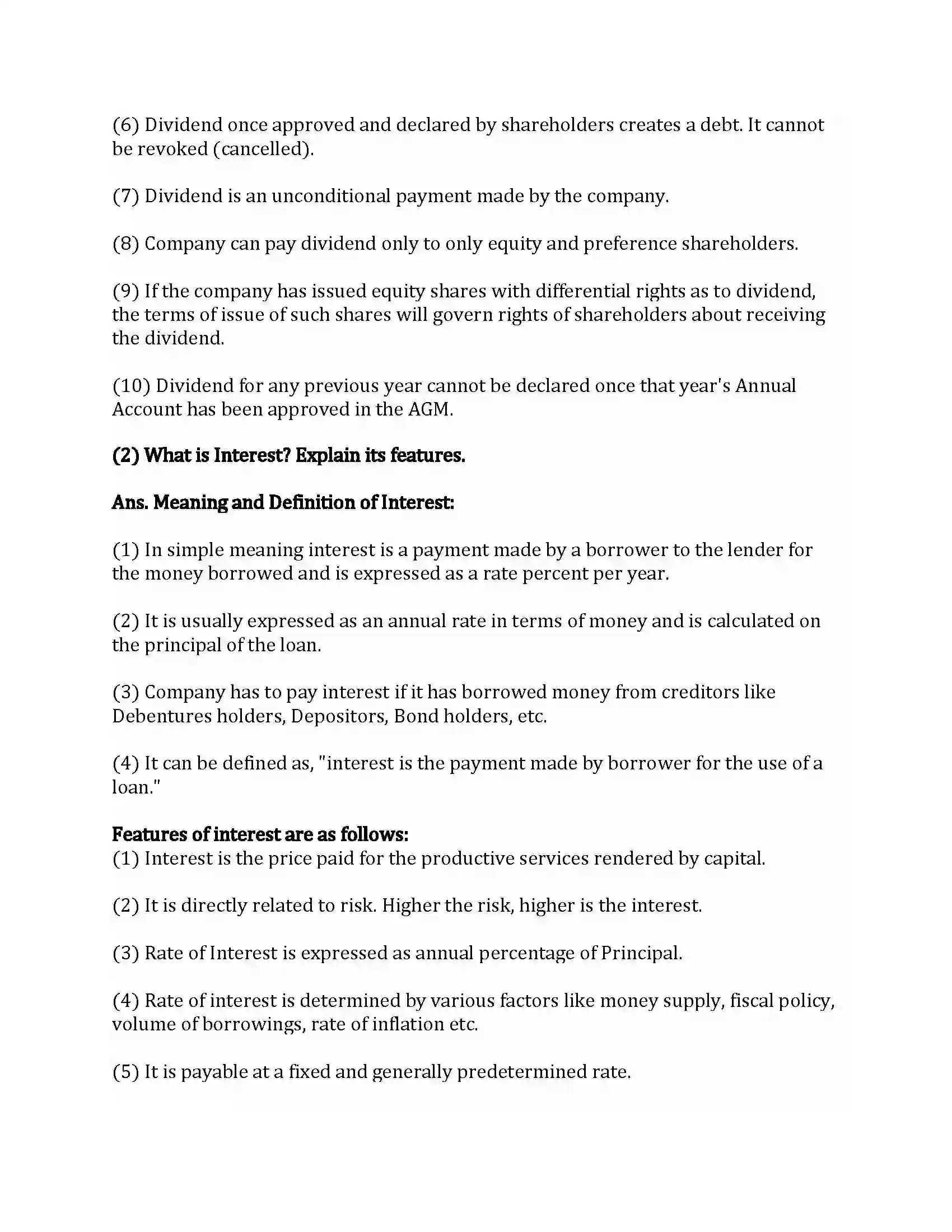 Maharashtra Board Class 12th Secretarial Practice Dividend and Interest Revision Note 24