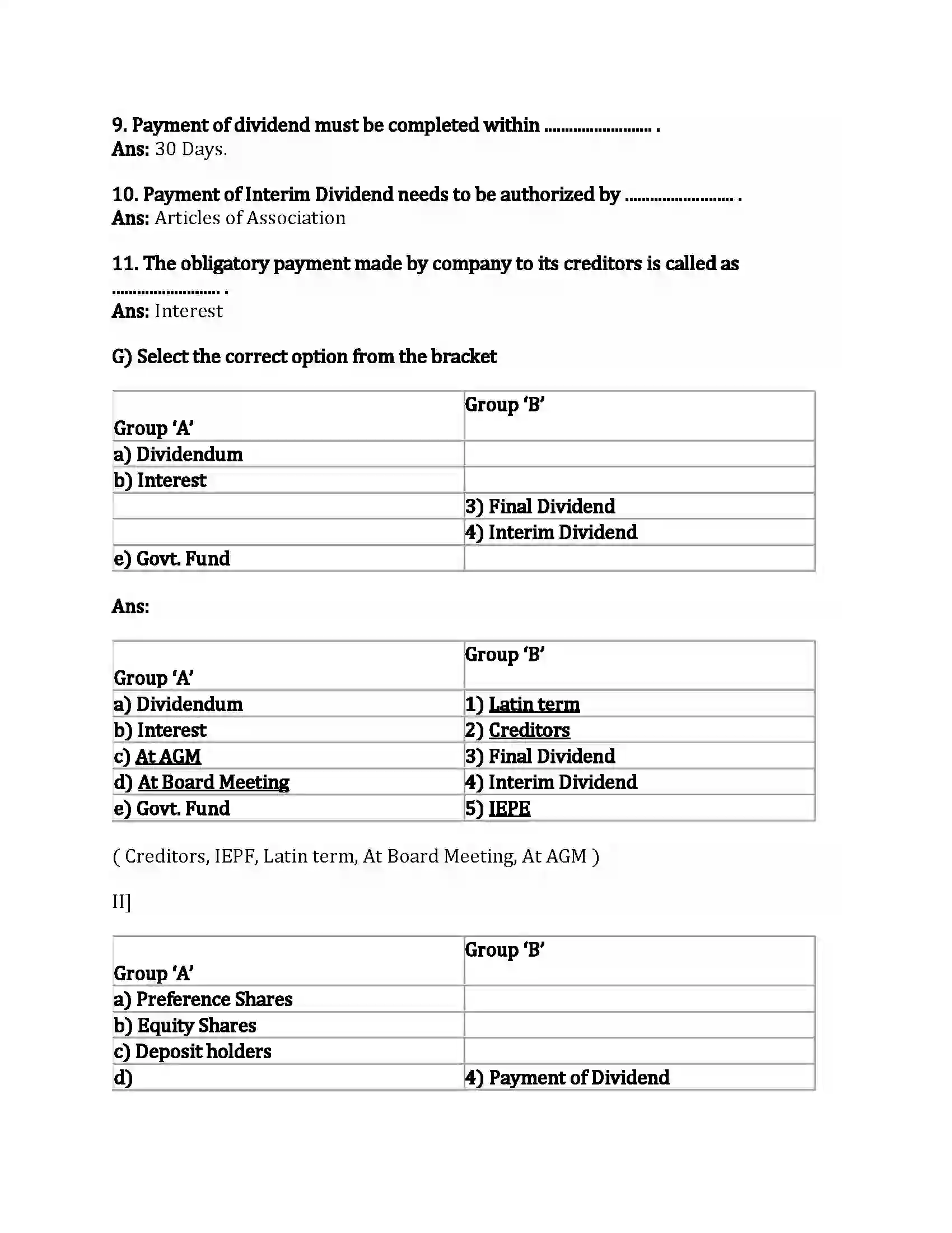 Maharashtra Board Class 12th Secretarial Practice Dividend and Interest Revision Note 7