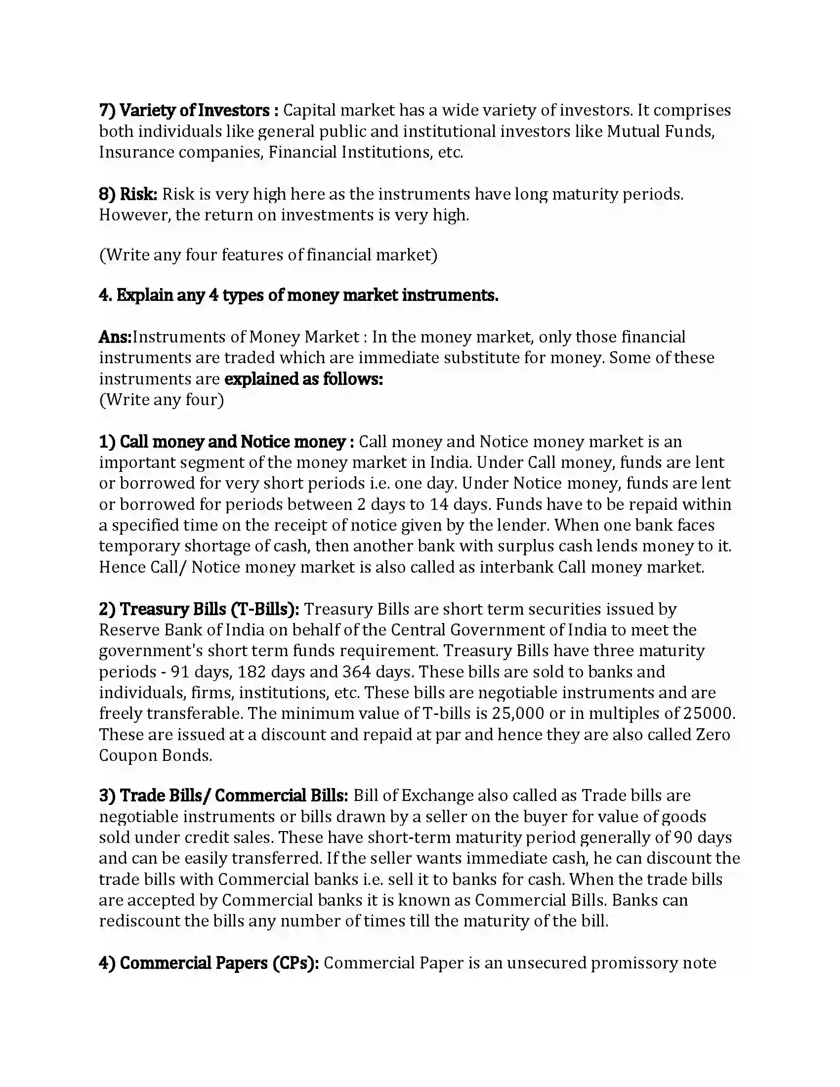 Maharashtra Board Class 12th Secretarial Practice Financial Market Revision Note 13