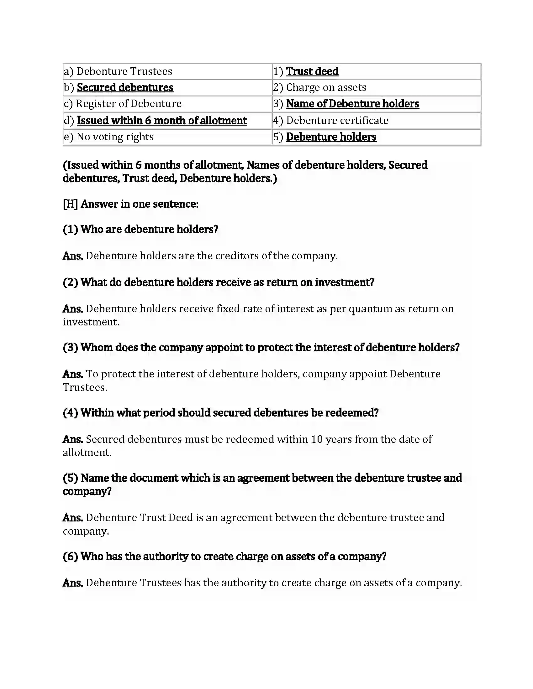 Maharashtra Board Class 12th Secretarial Practice Introduction to Corporate Finance Revision Note 6