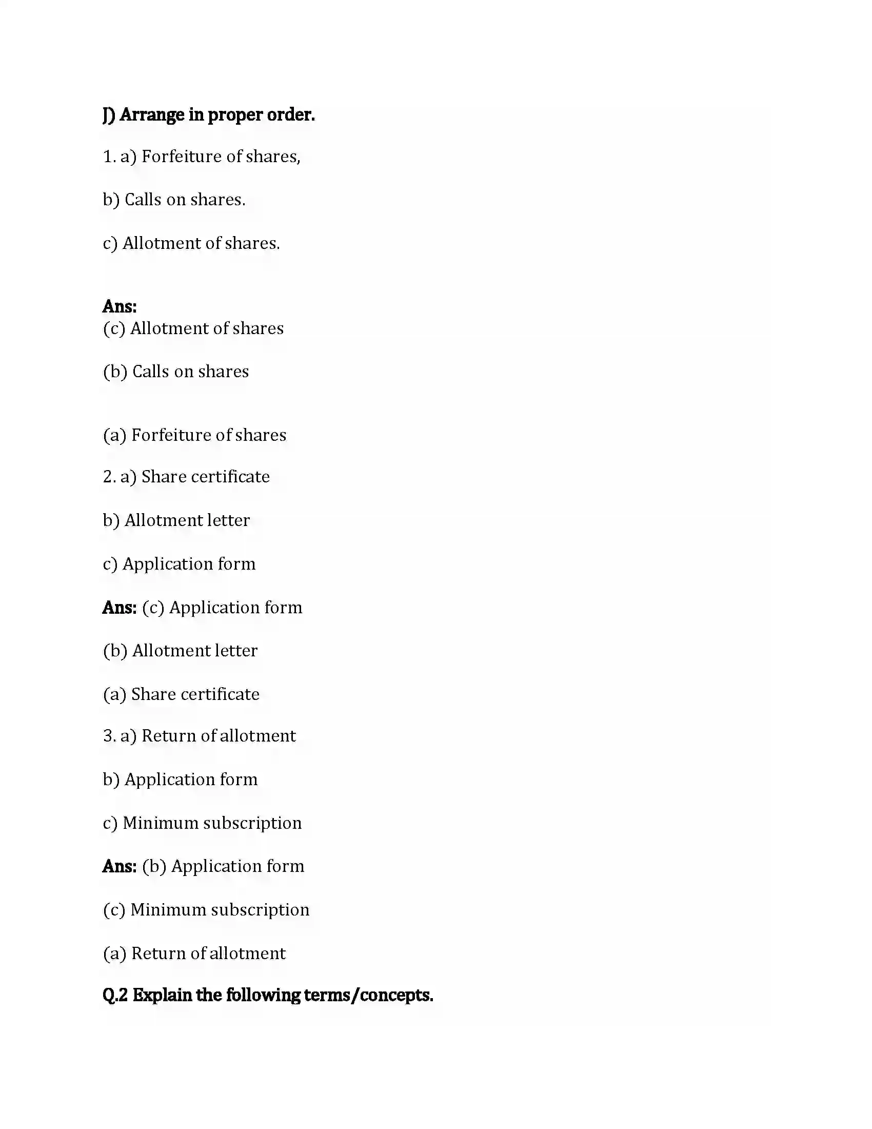 Maharashtra Board Class 12th Secretarial Practice Issue of Shares Revision Note 11
