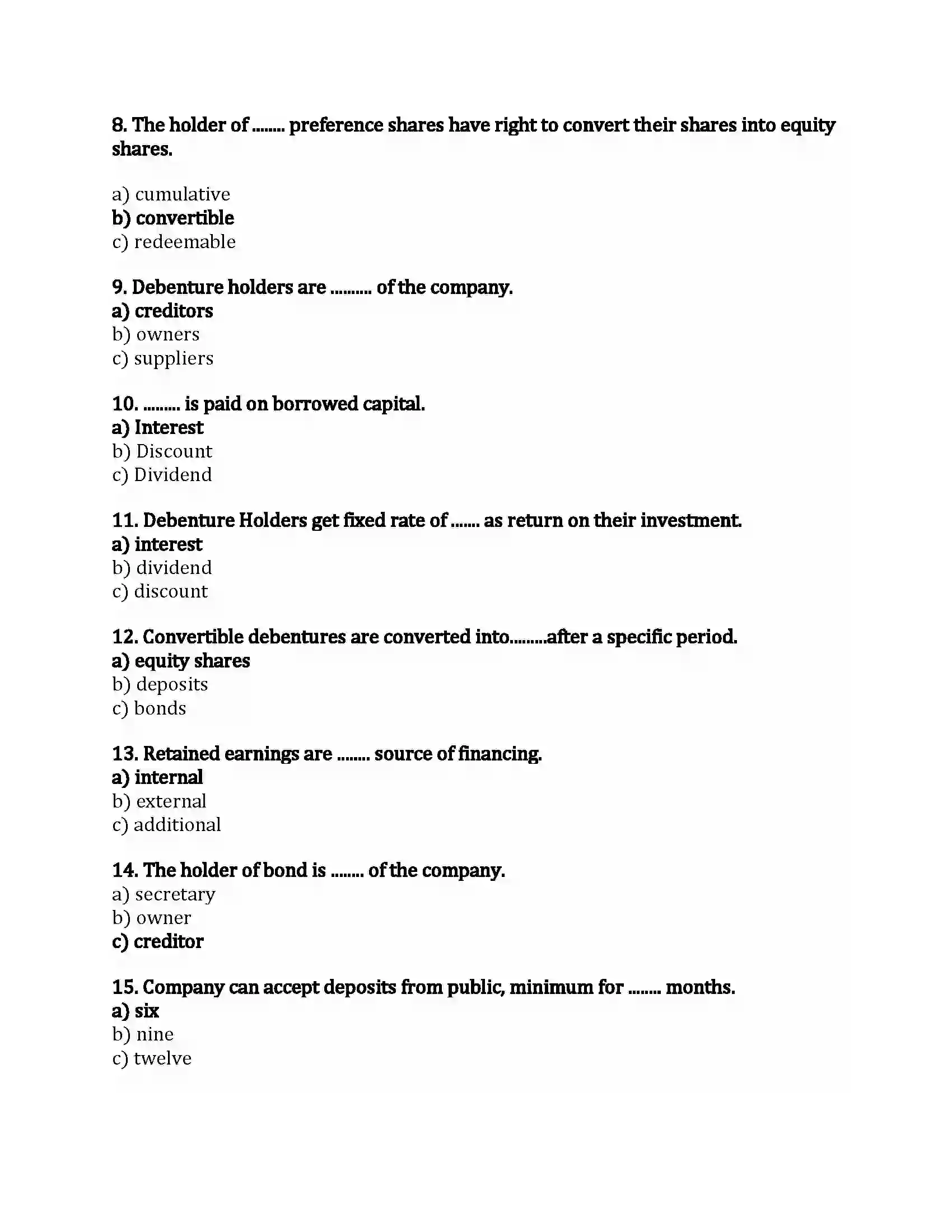 Maharashtra Board Class 12th Secretarial Practice Sources of Corporate Finance Revision Note 2