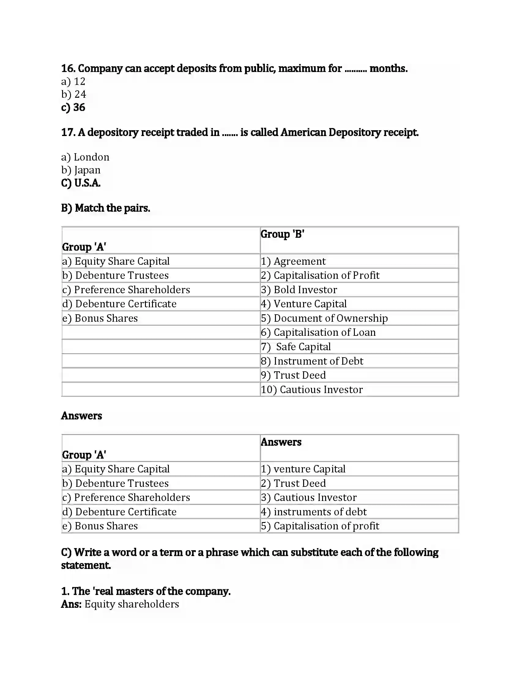 Maharashtra Board Class 12th Secretarial Practice Sources of Corporate Finance Revision Note 3