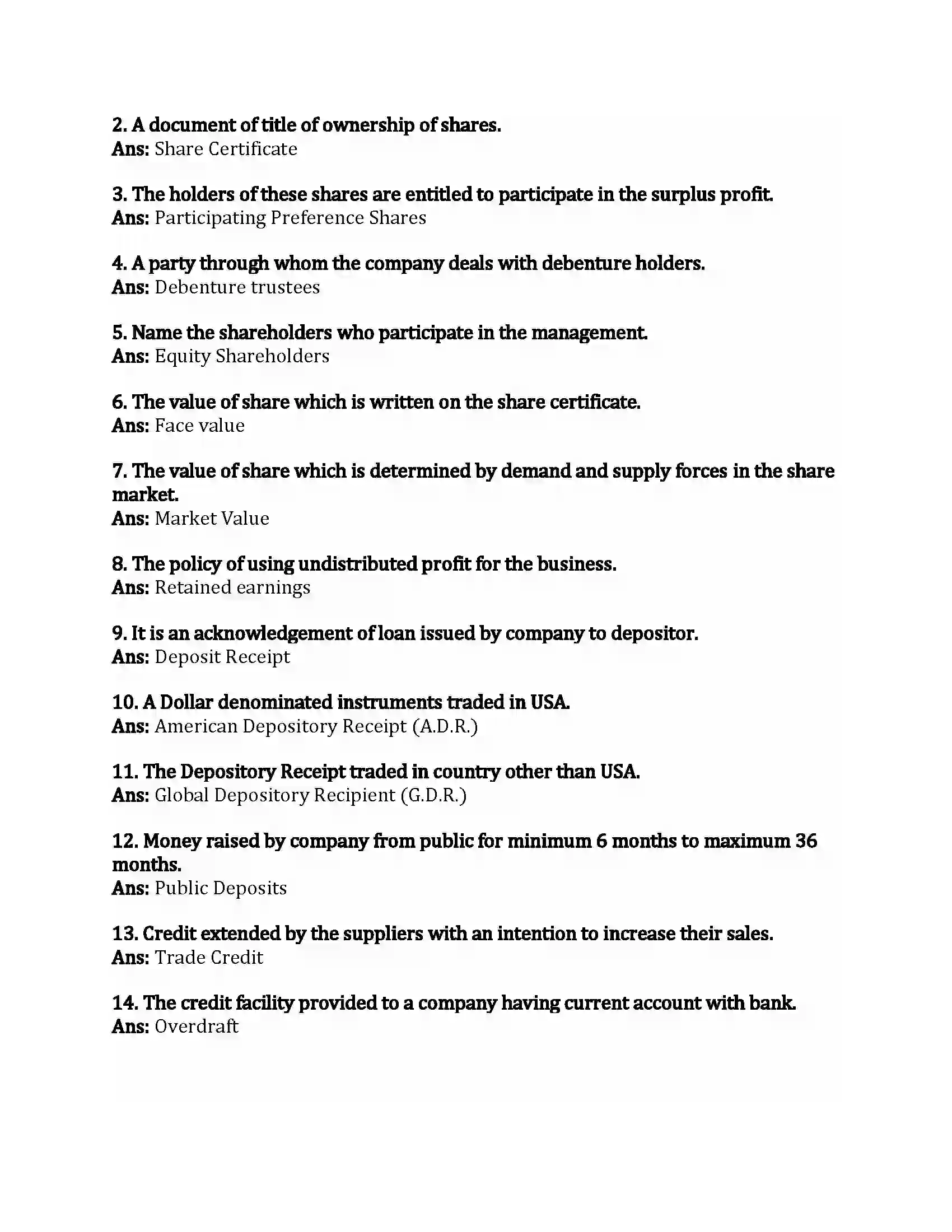 Maharashtra Board Class 12th Secretarial Practice Sources of Corporate Finance Revision Note 4