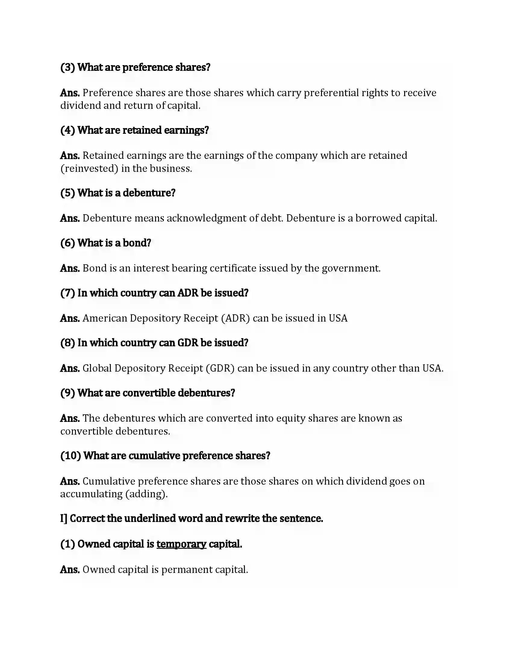 Maharashtra Board Class 12th Secretarial Practice Sources of Corporate Finance Revision Note 7
