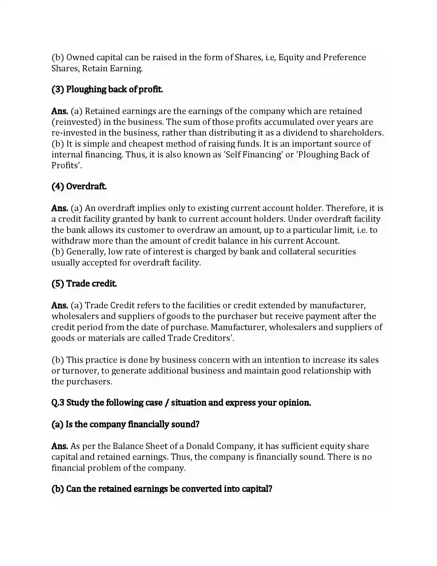 Maharashtra Board Class 12th Secretarial Practice Sources of Corporate Finance Revision Note 9