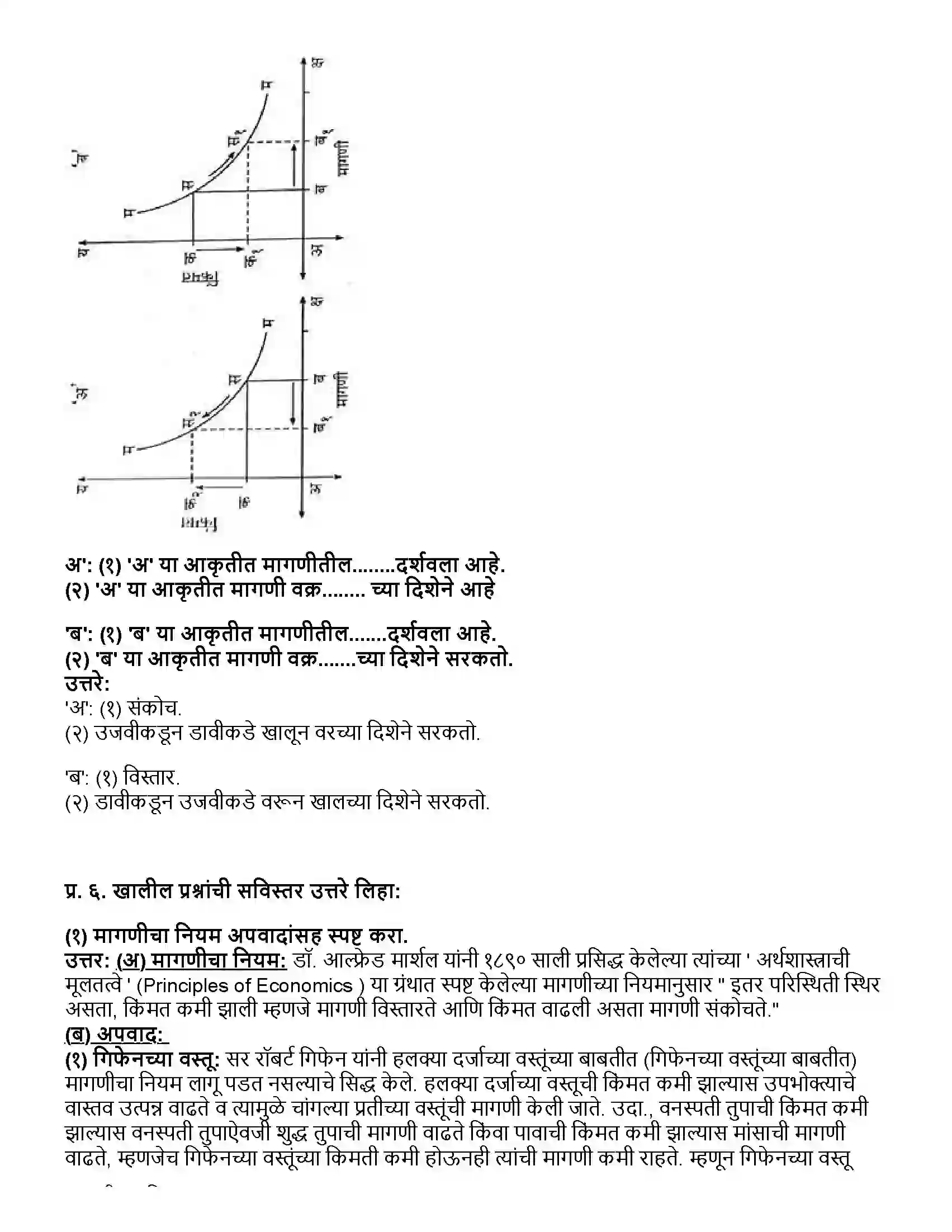 Maharashtra Board Class 12th अर्थशास्त्र ३.अ) मागणीचे विश्लेषण Revision Note 7