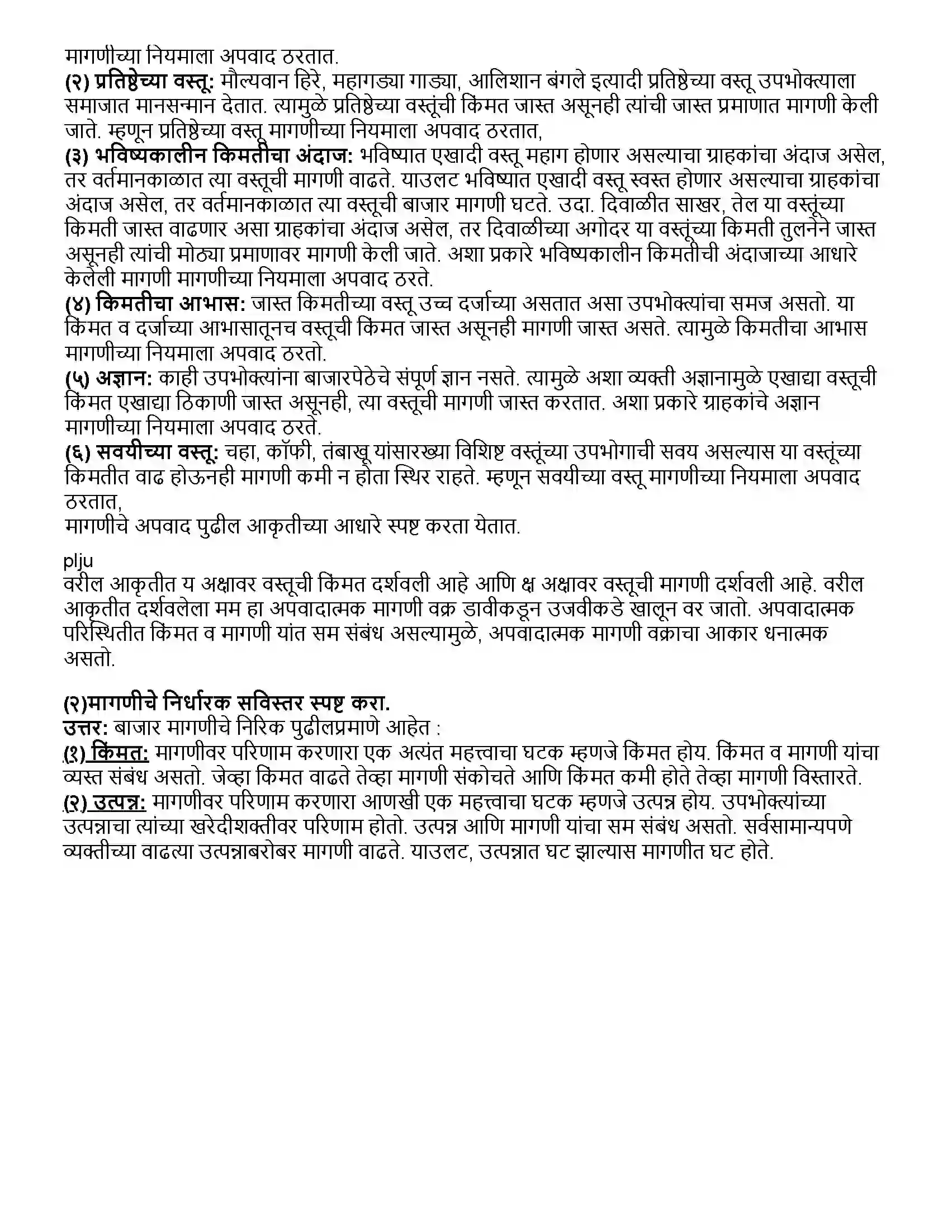 Maharashtra Board Class 12th अर्थशास्त्र ३.अ) मागणीचे विश्लेषण Revision Note 8