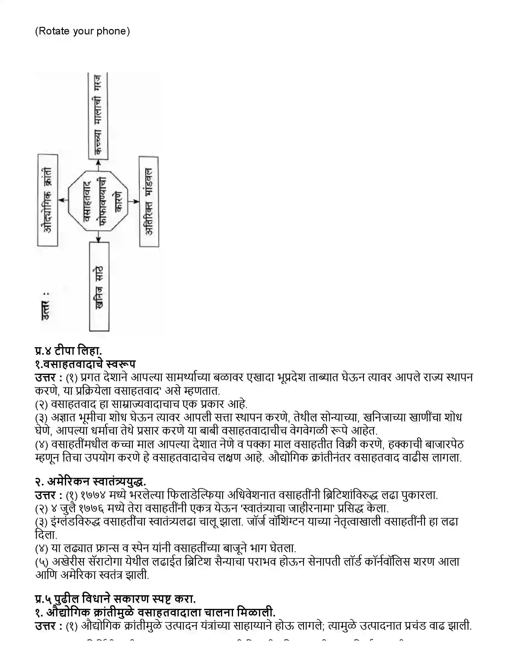 Maharashtra Board Class 12th इतिहास युरोपीय वसाहतवाद Revision Note 2